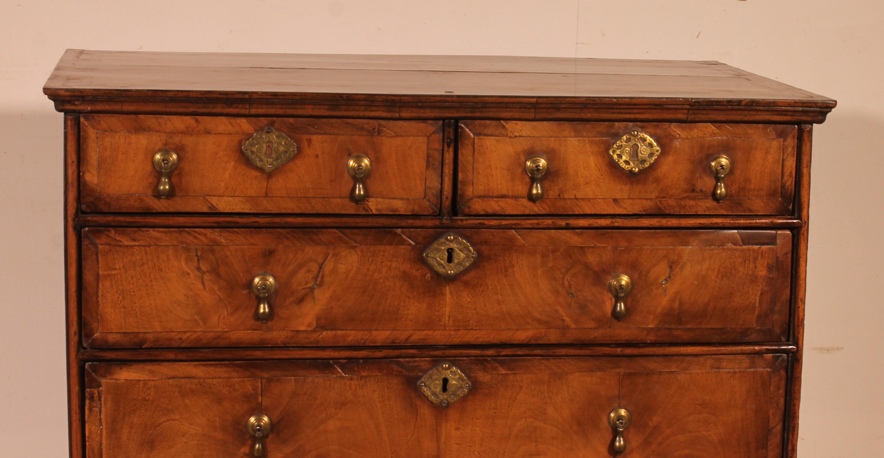 British 17th Century William And Mary Walnut Chest Of Drawers For Sale
