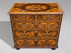 17th Century William & Mary Period Marquetry Inlaid Oyster Chest of Drawers