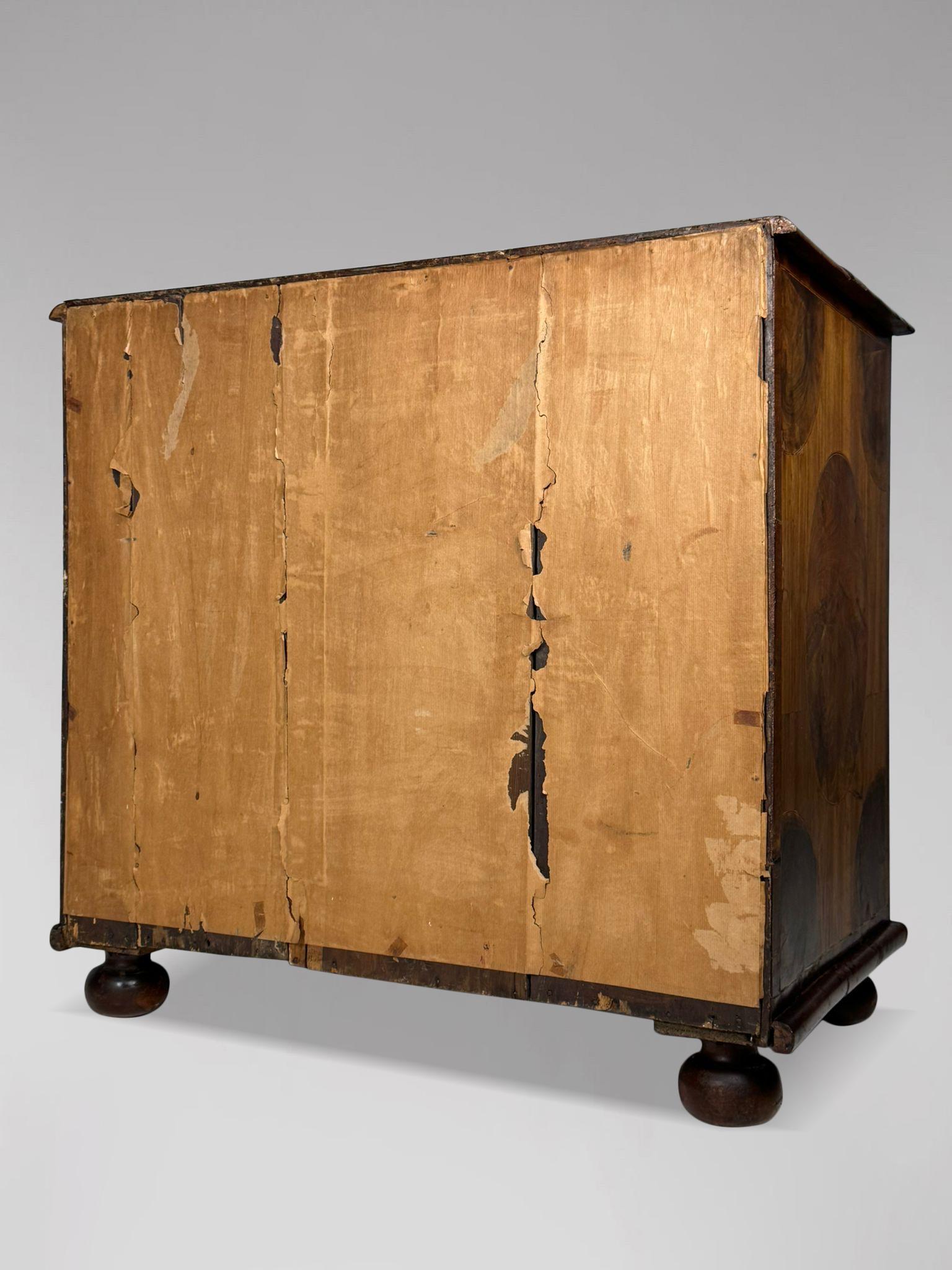 Inlay 17th Century William & Mary Period Marquetry Inlaid Oyster Chest of Drawers For Sale