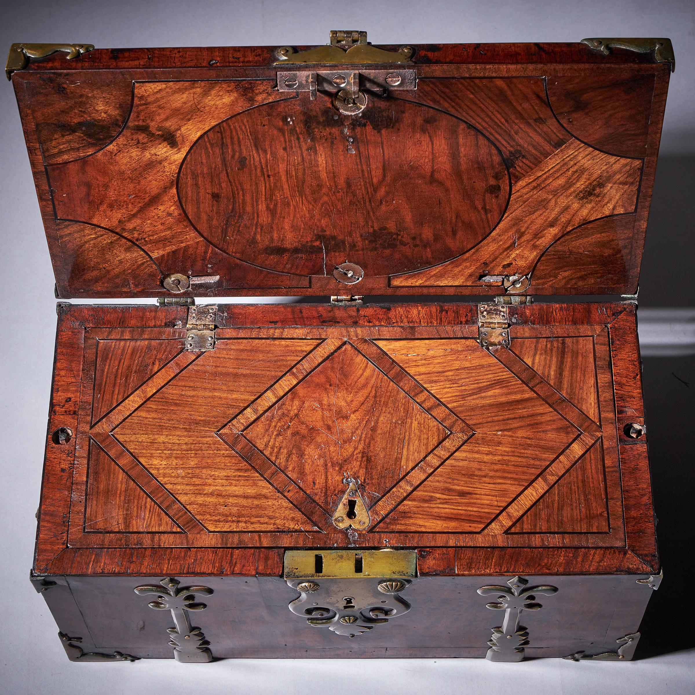 17th Century William & Mary Walnut Strongbox or Coffre Fort, Circa 1680-1700 3