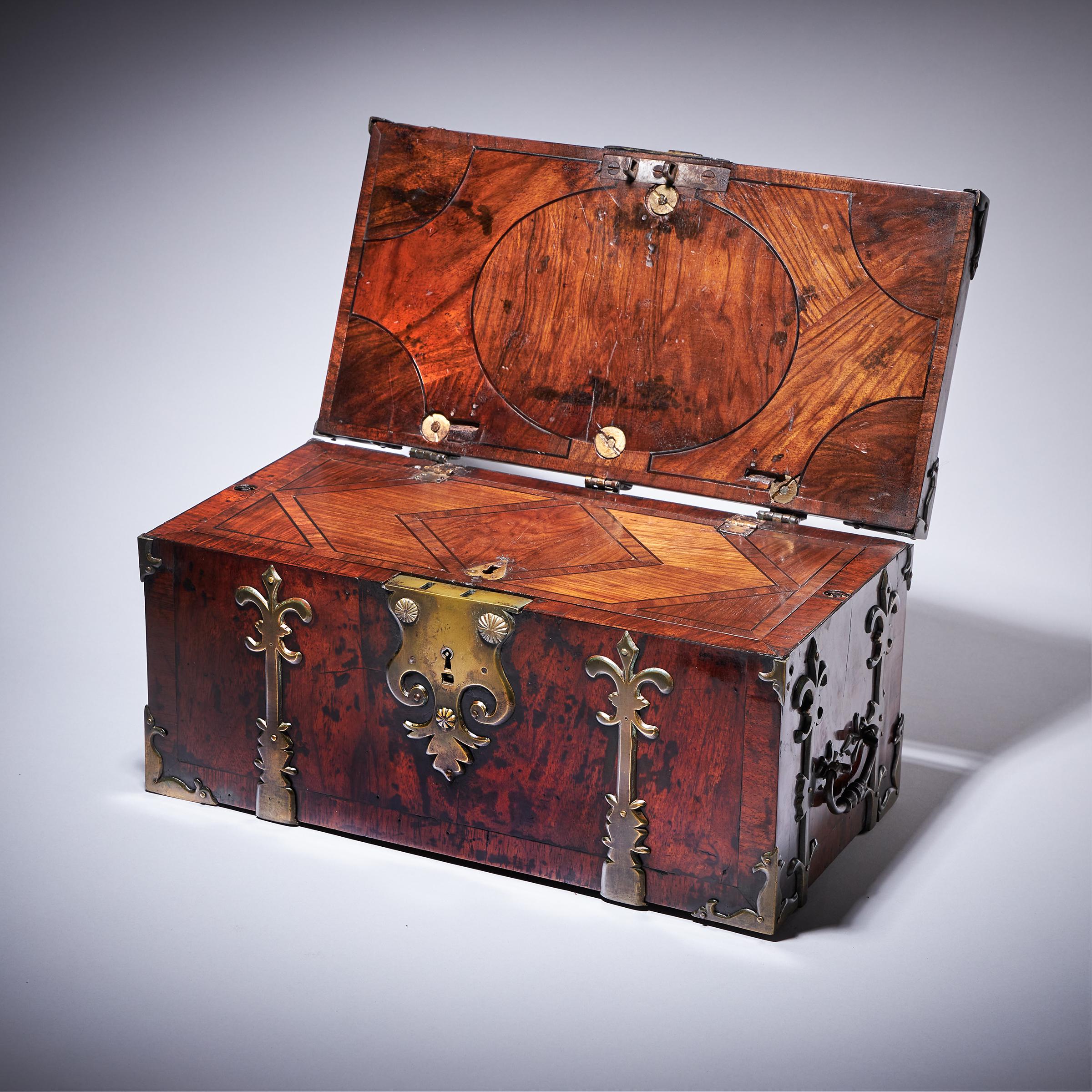 European 17th Century William & Mary Walnut Strongbox or Coffre Fort, Circa 1680-1700