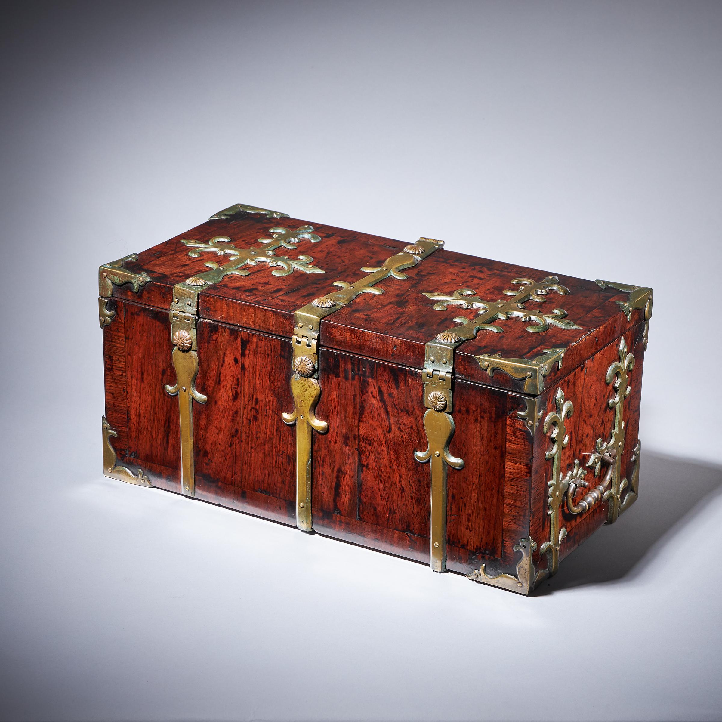 18th Century and Earlier 17th Century William & Mary Walnut Strongbox or Coffre Fort, Circa 1680-1700