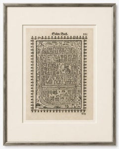 17th Century Woodcut Map of Jerusalem from Abraham Saur’s Städte-Buch, 1658