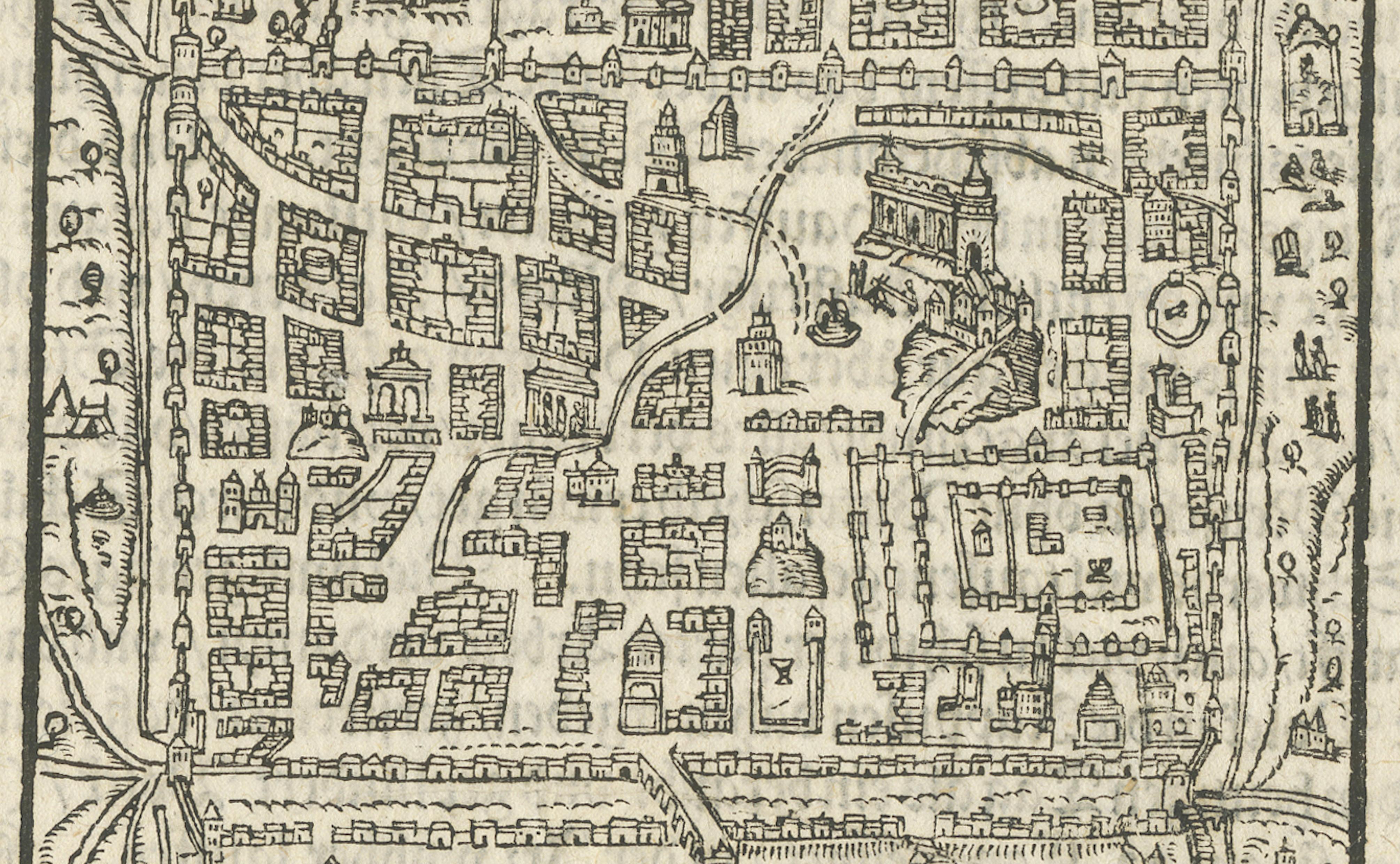 17th Century Woodcut Map of Jerusalem from Abraham Saur’s Städte-Buch, 1658