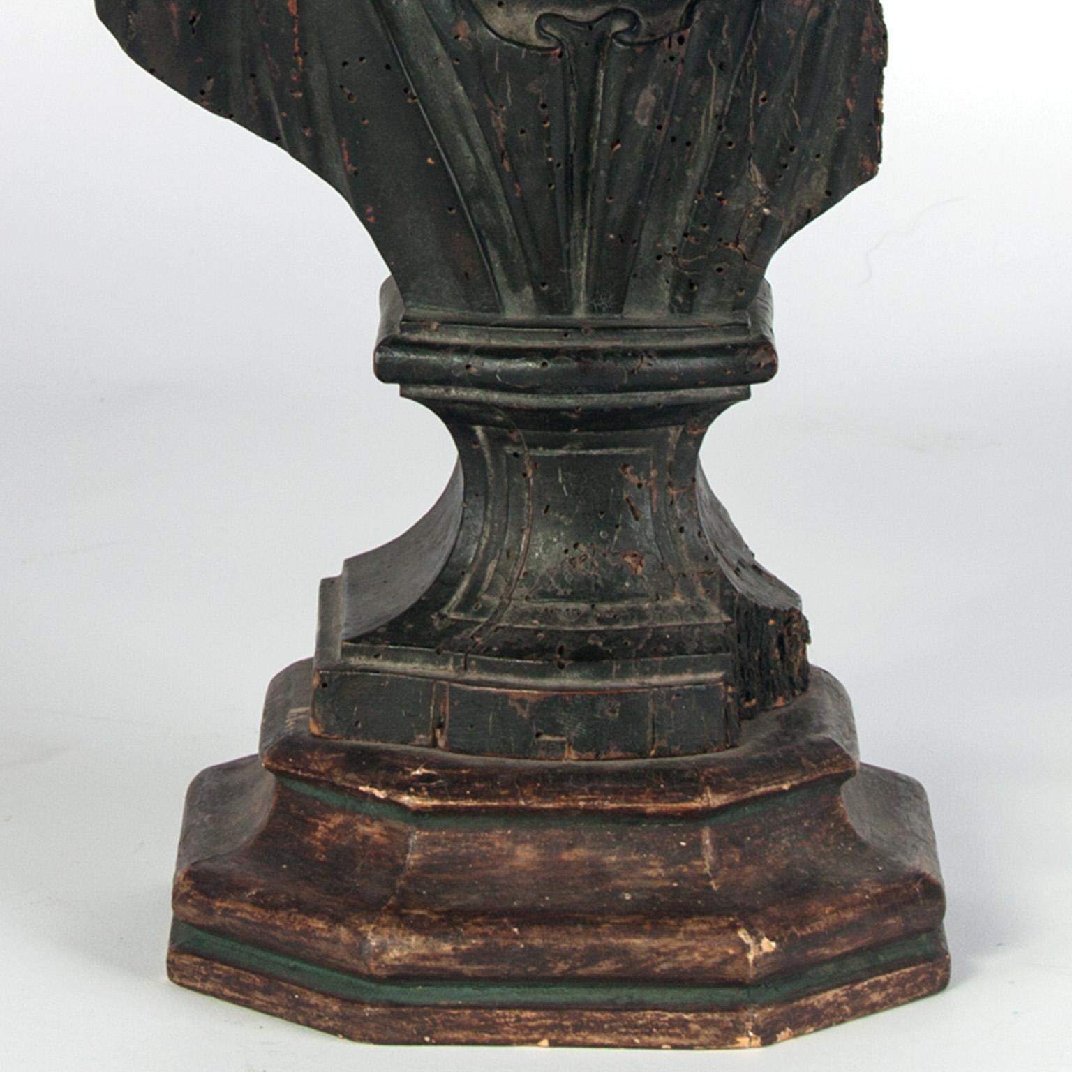 17th Century Wooden Bust of the Greek Poet Homerus For Sale 1