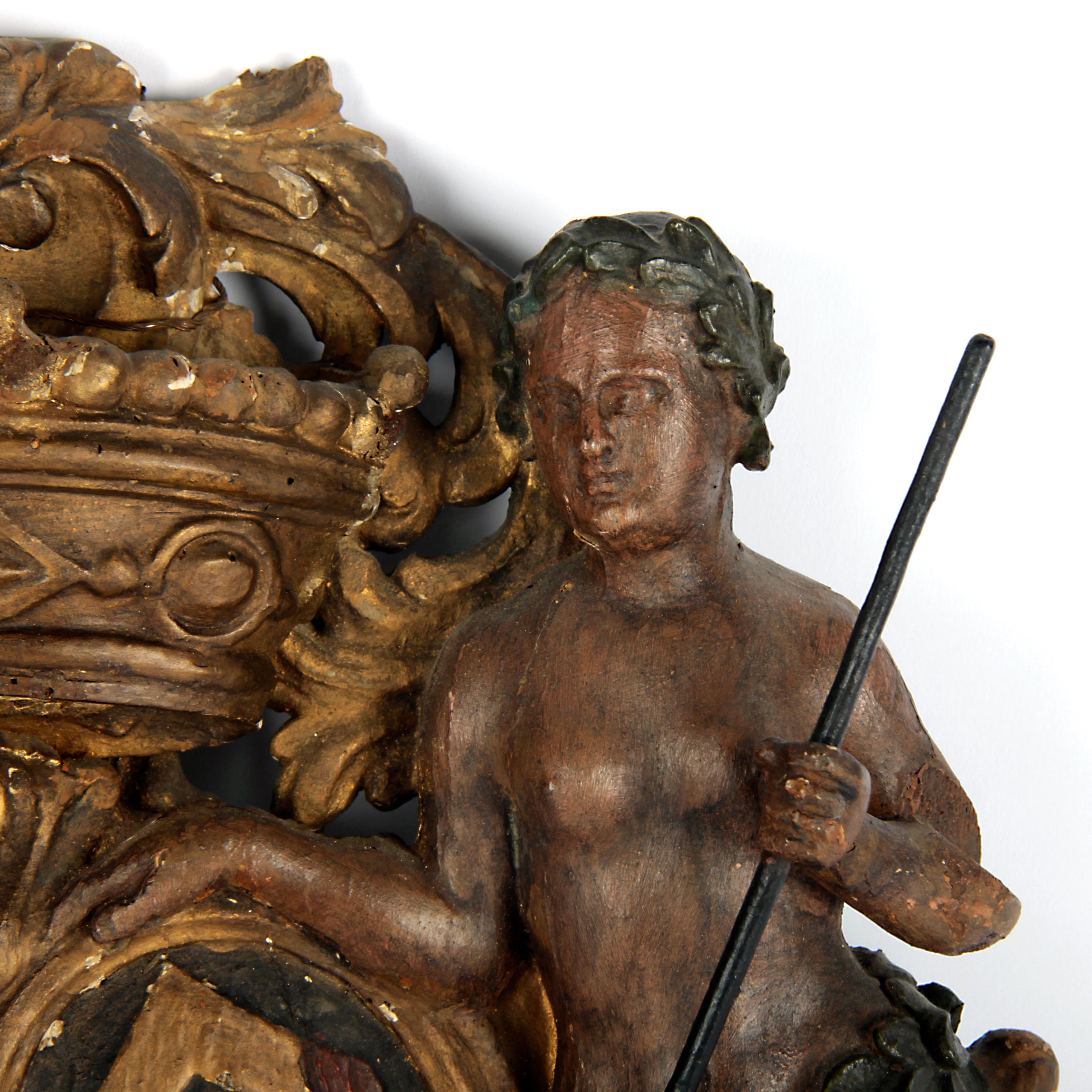 17th Century Wooden Sculpture in Polychrome  In Good Condition In Esbeek, NL
