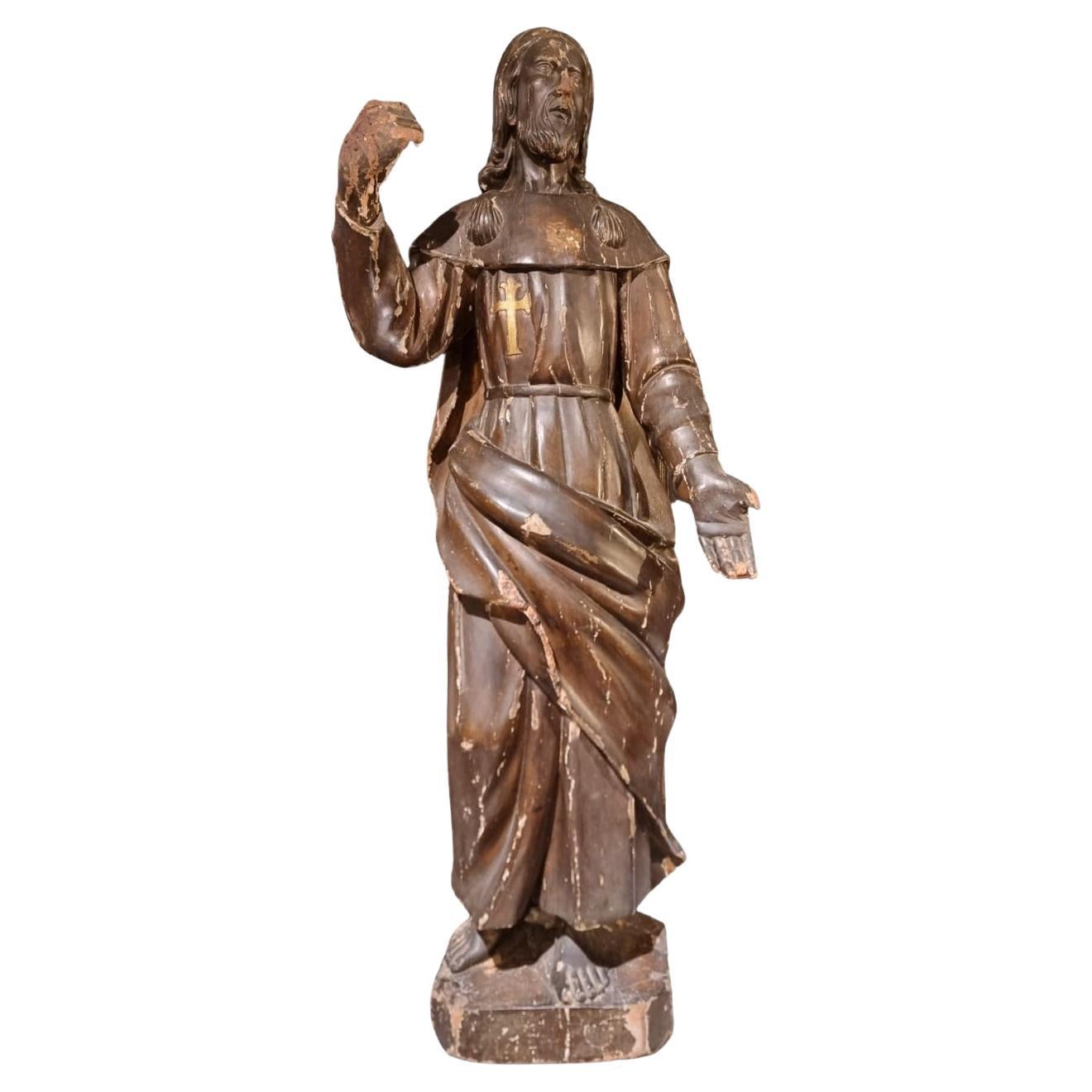 sculpture en bois du 17e siècle représentant saint Jacques en vente