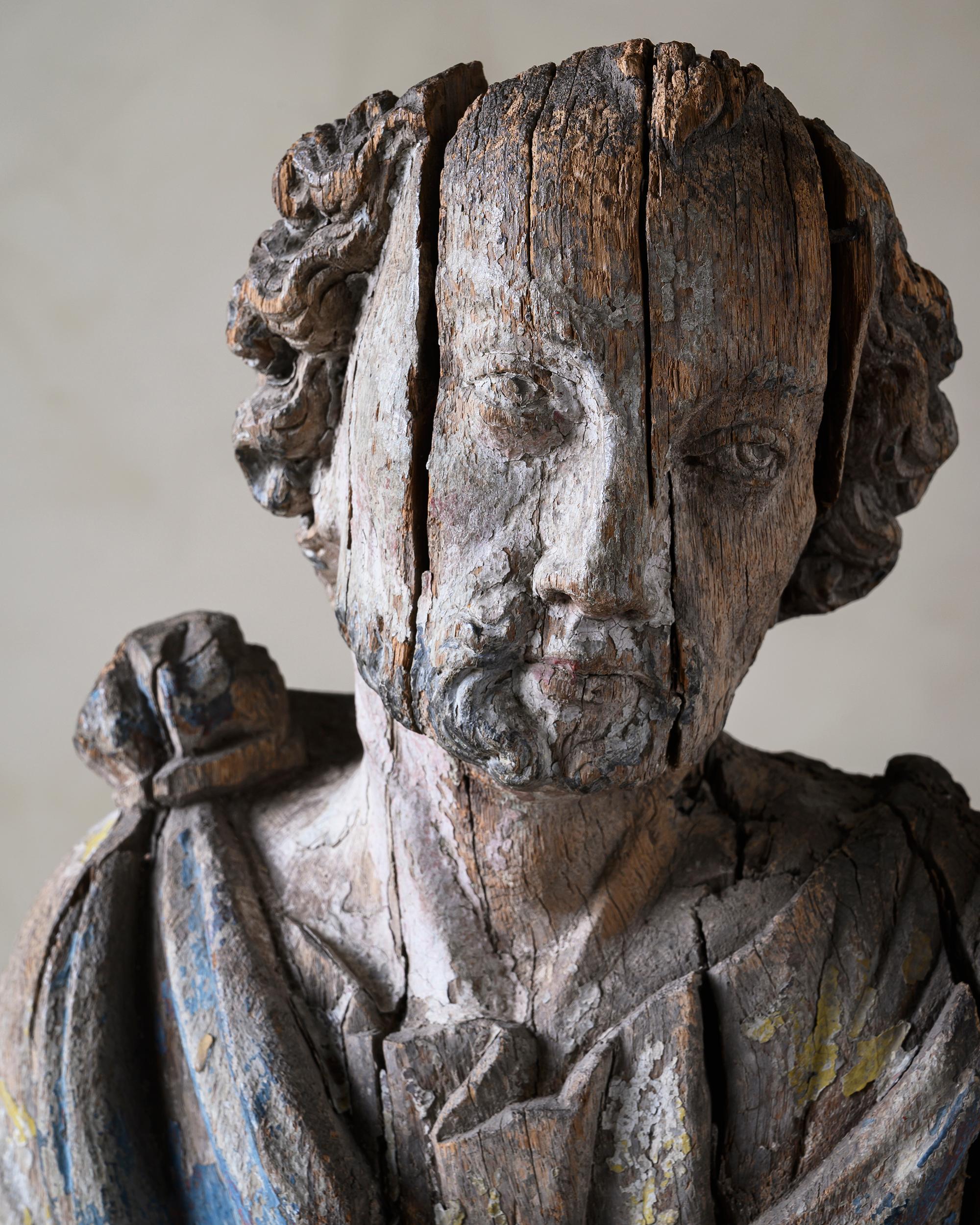 Renaissance 17th Century Wooden Sculpture of St Peter