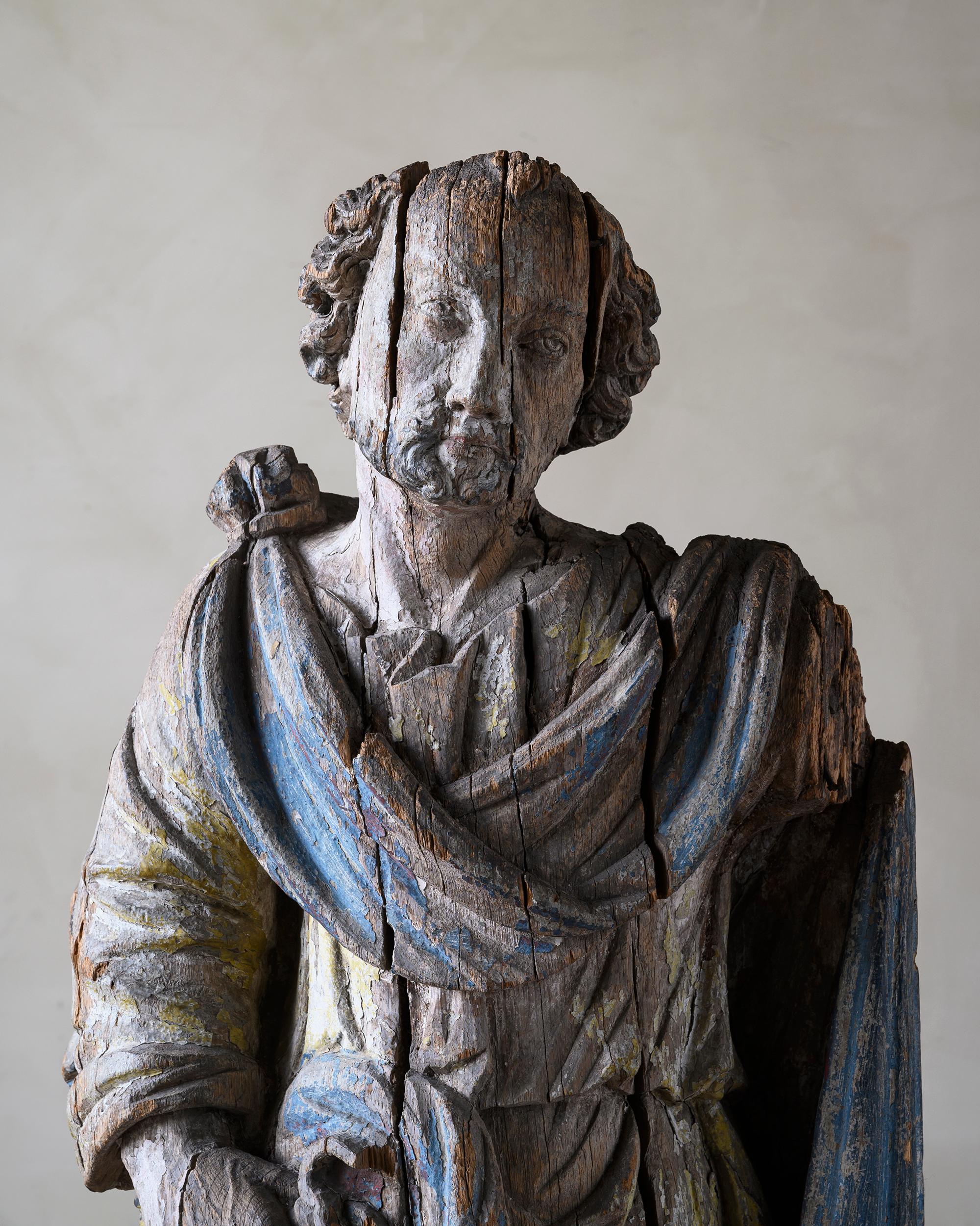 Swedish 17th Century Wooden Sculpture of St Peter