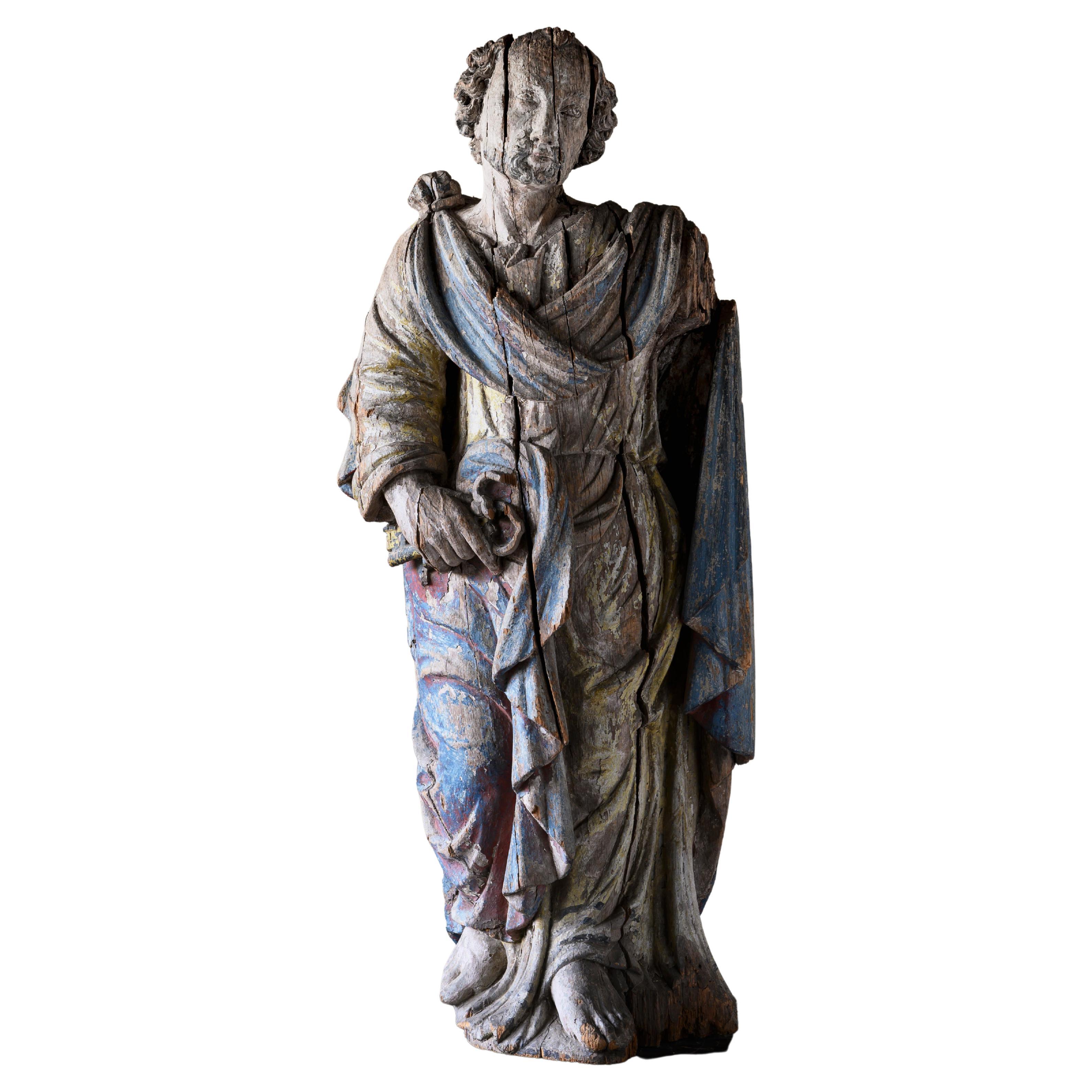 17th Century Wooden Sculpture of St Peter