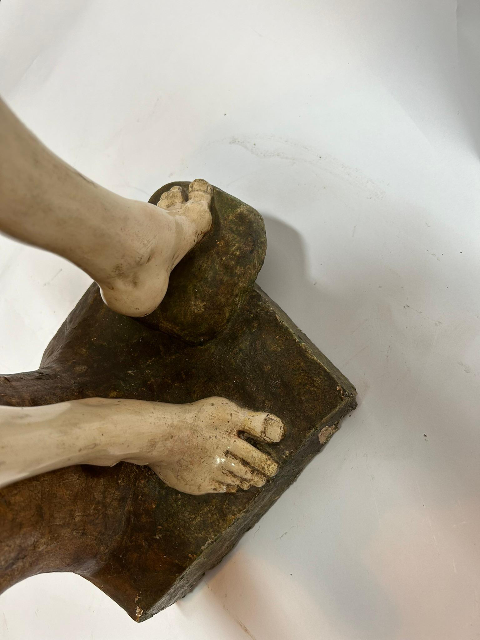 17th Century Wooden Sculpture Saint Sebastian Original Polychrome North Italy For Sale 6