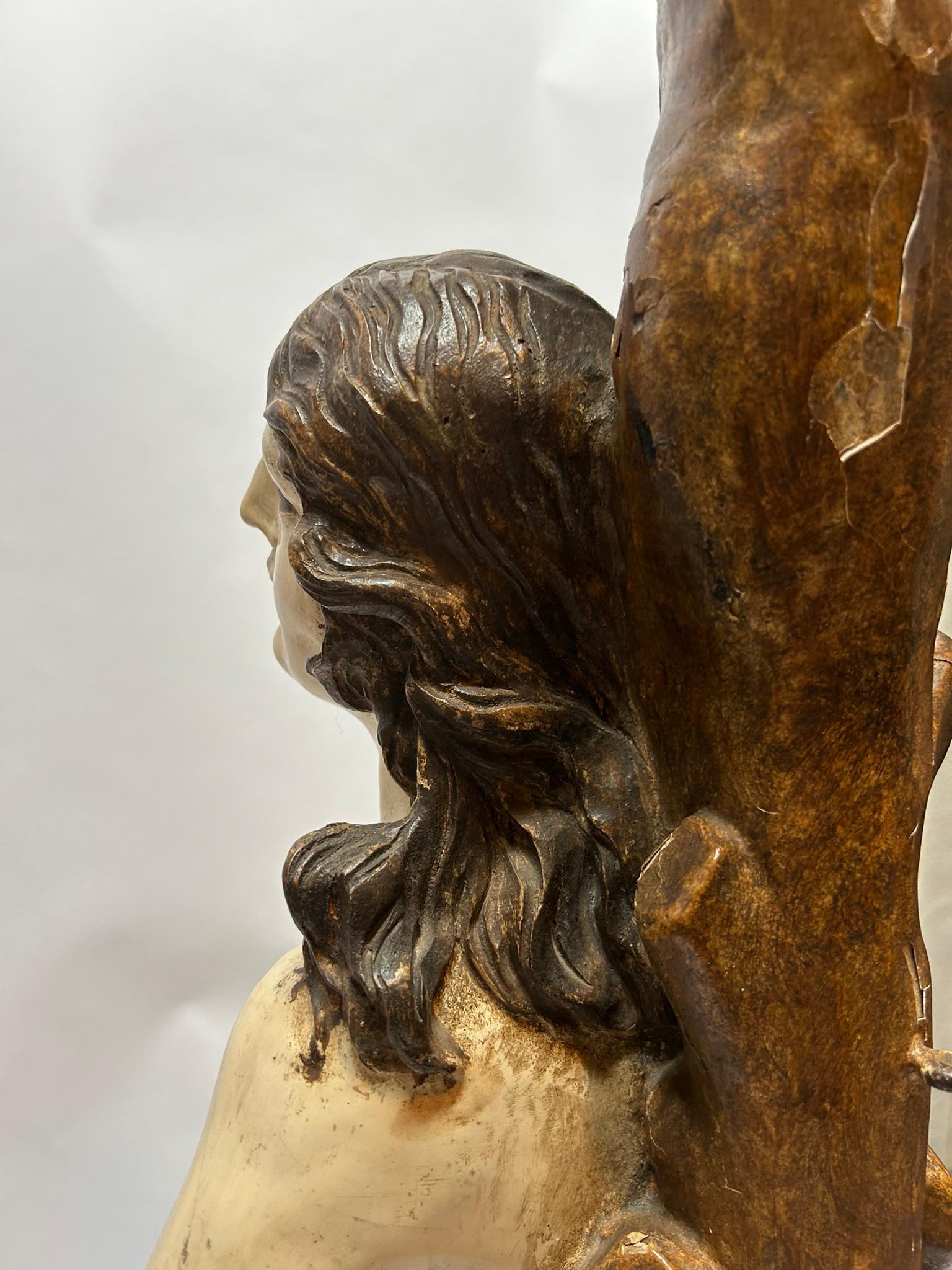 17th Century Wooden Sculpture Saint Sebastian Original Polychrome North Italy For Sale 4