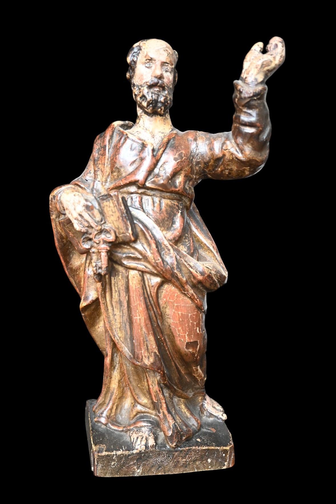 Statua lignea dell'Apostolo Peters del XVII secolo in vendita 3