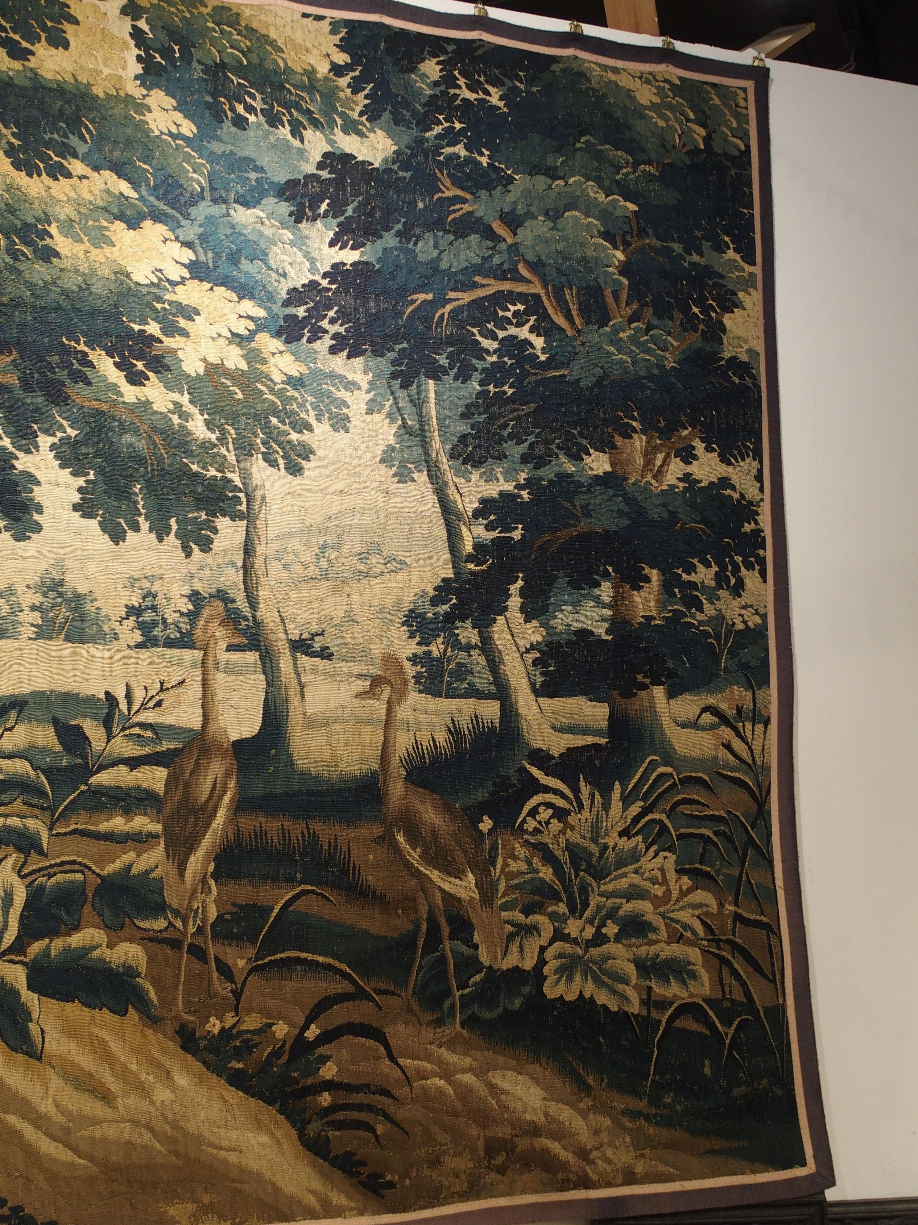 17th Century Wool and Silk Verdure Bleue Tapestry 4