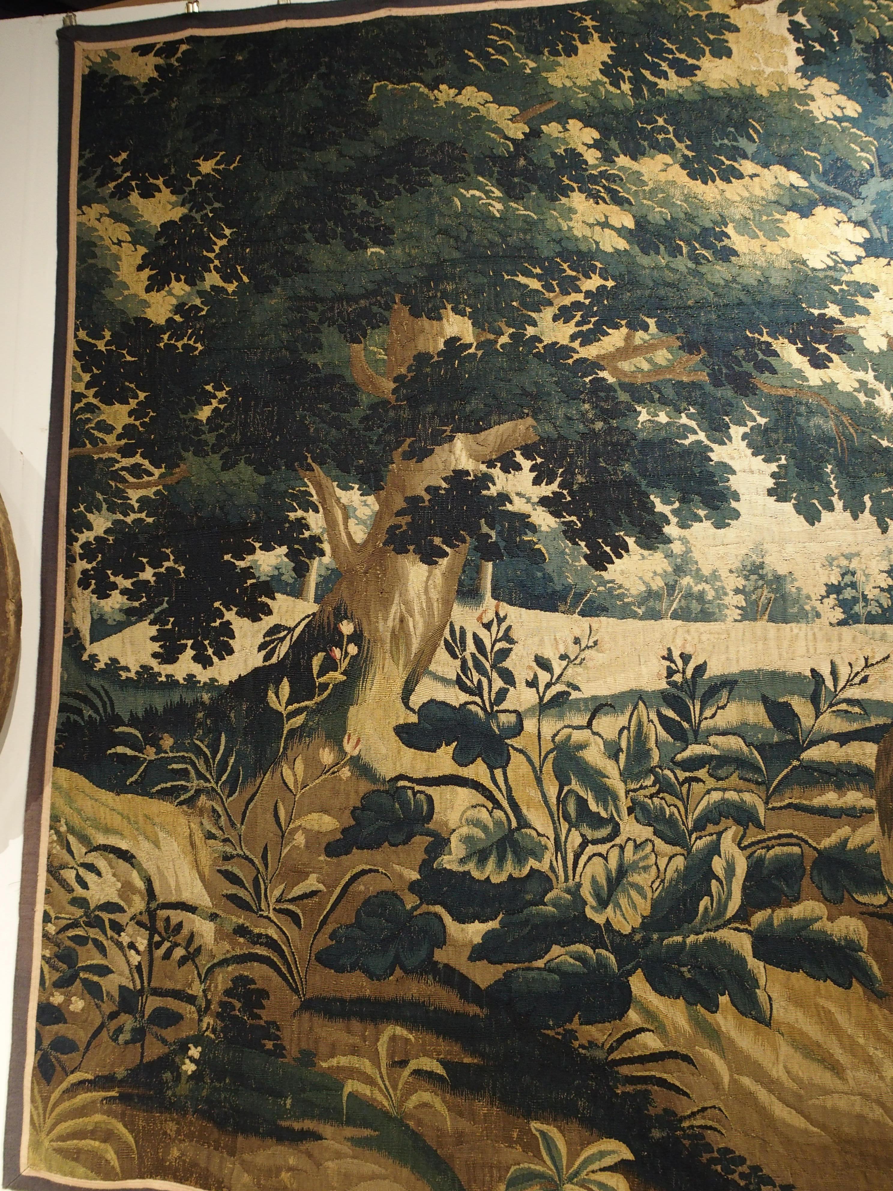 17th Century Wool and Silk Verdure Bleue Tapestry 1