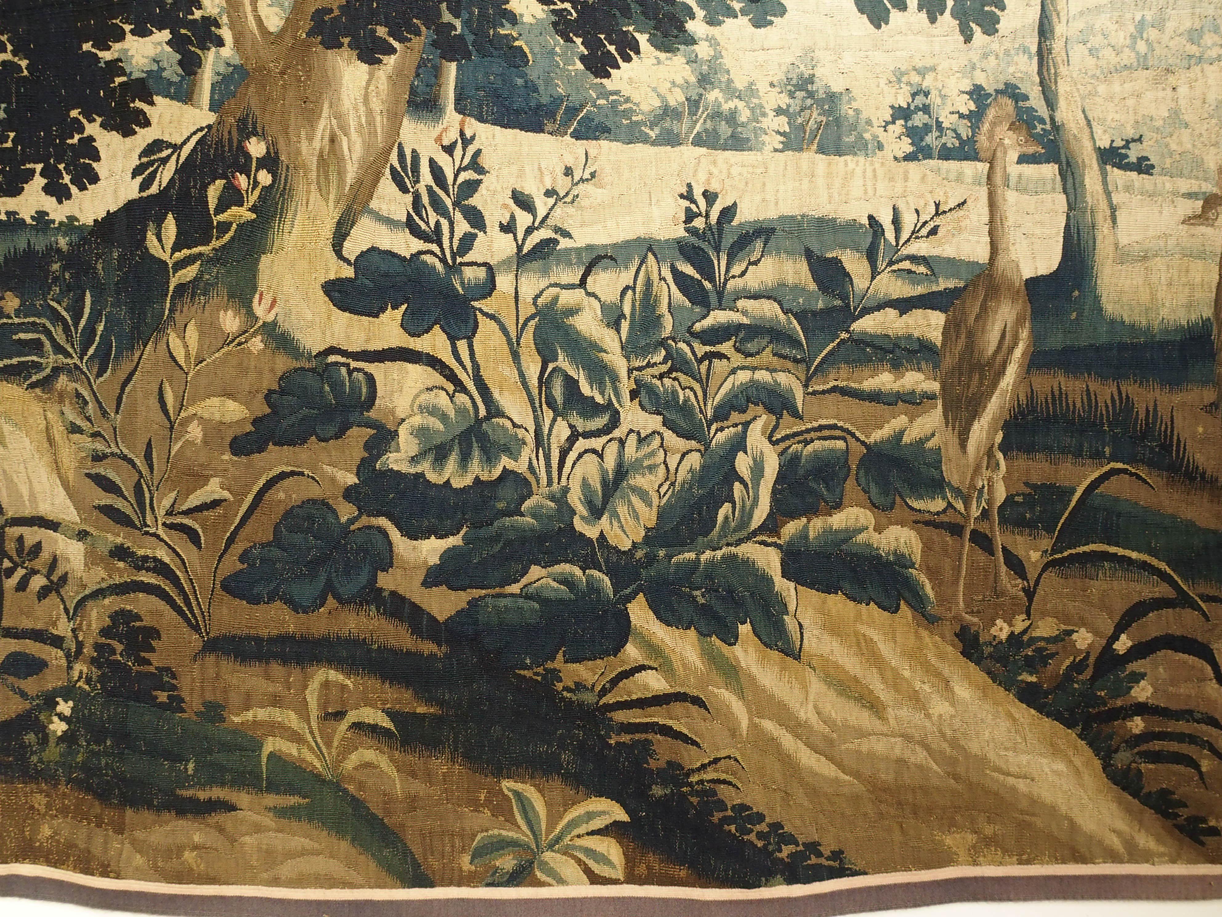 17th Century Wool and Silk Verdure Bleue Tapestry 2