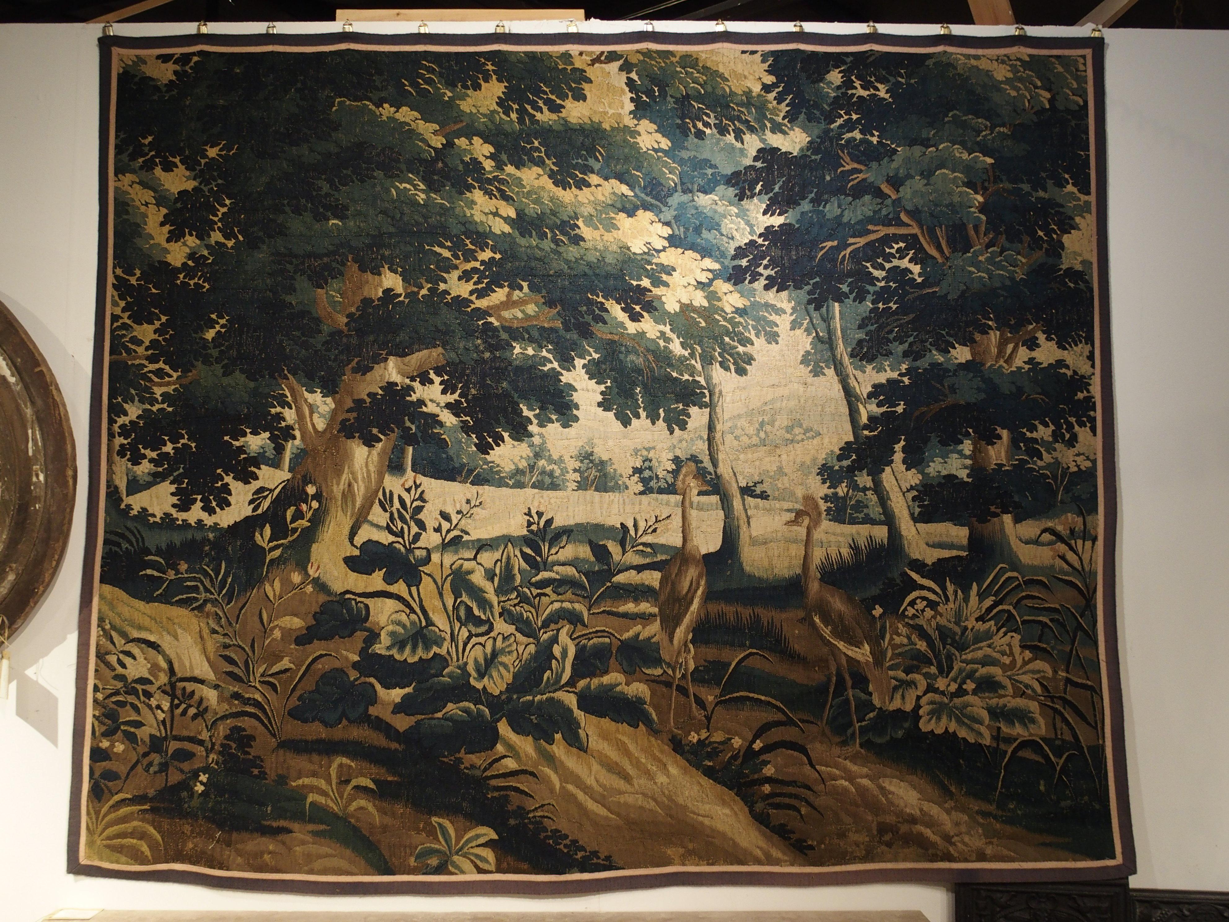 17th Century Wool and Silk Verdure Bleue Tapestry 3