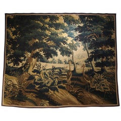 17th Century Wool and Silk Verdure Bleue Tapestry