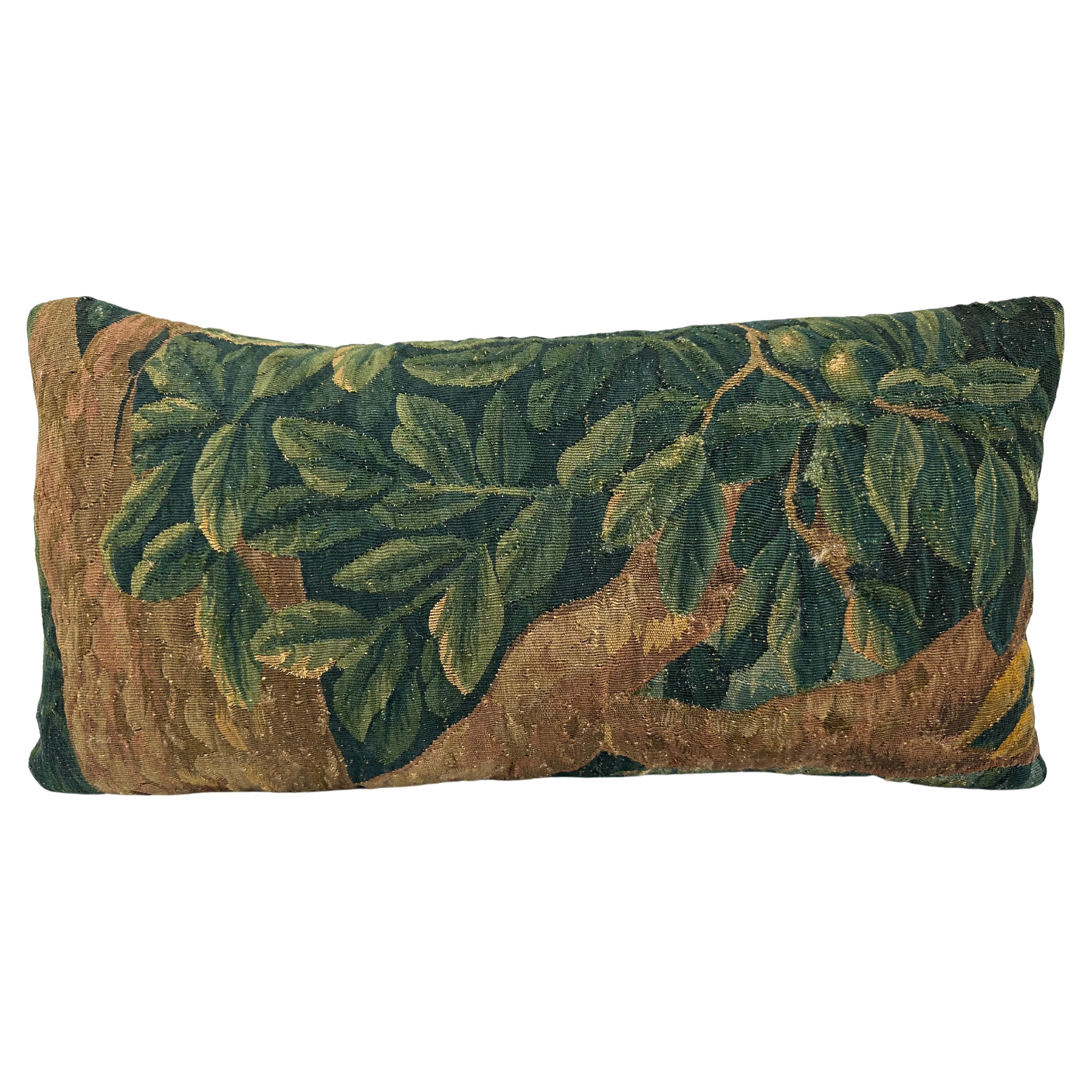 17th Century Woolen Brussels Tapestry Pillow For Sale