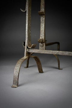 17th Century Wrought Iron Andirons
