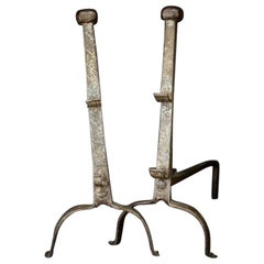 17th Century Wrought Iron Andirons