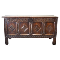 Antique 17th Century Yorkshire Oak Coffer.