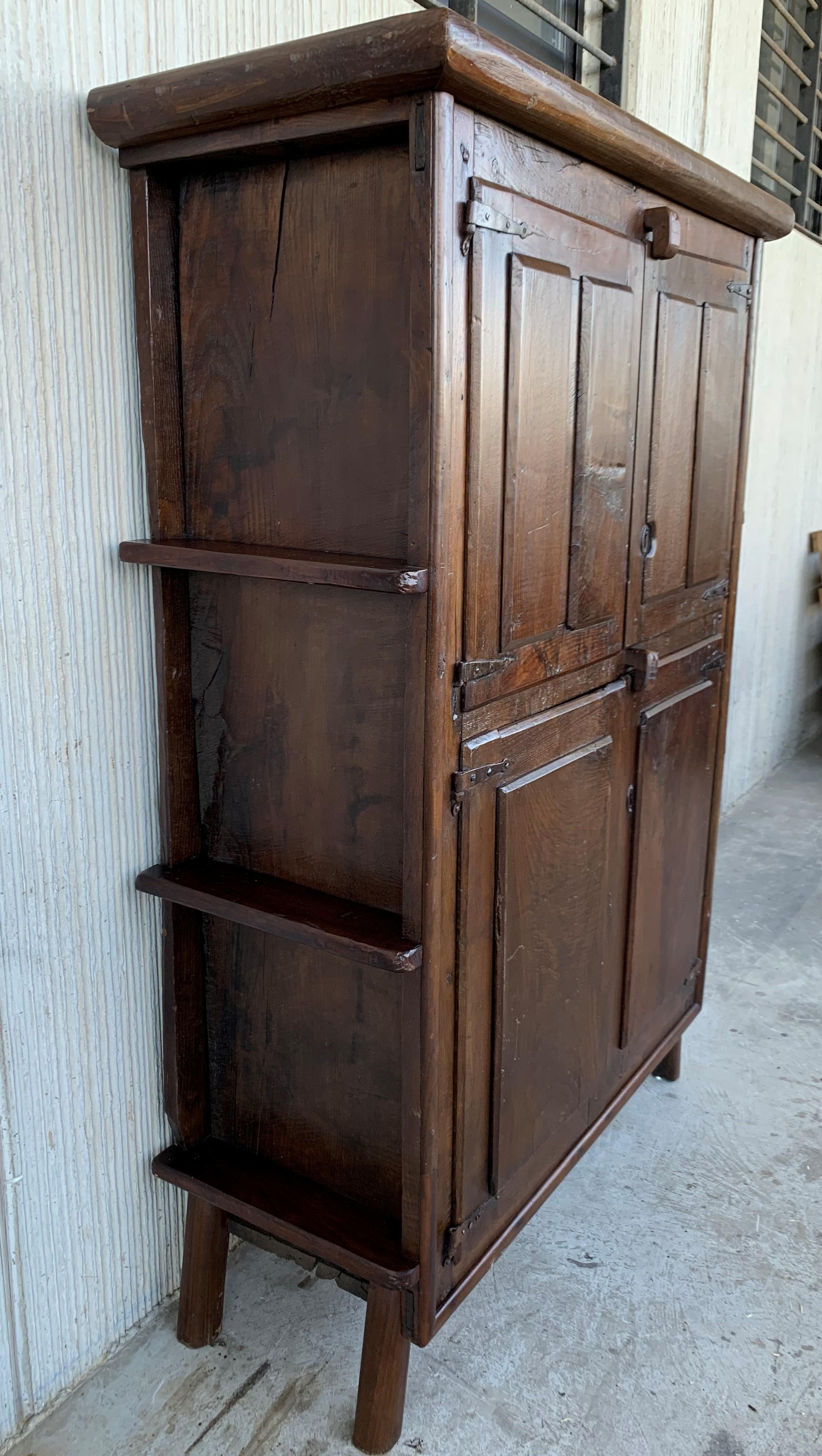 Spanish 17th Century Cupboard or Cabinet with Four Doors Walnut Castillia Spain Restored