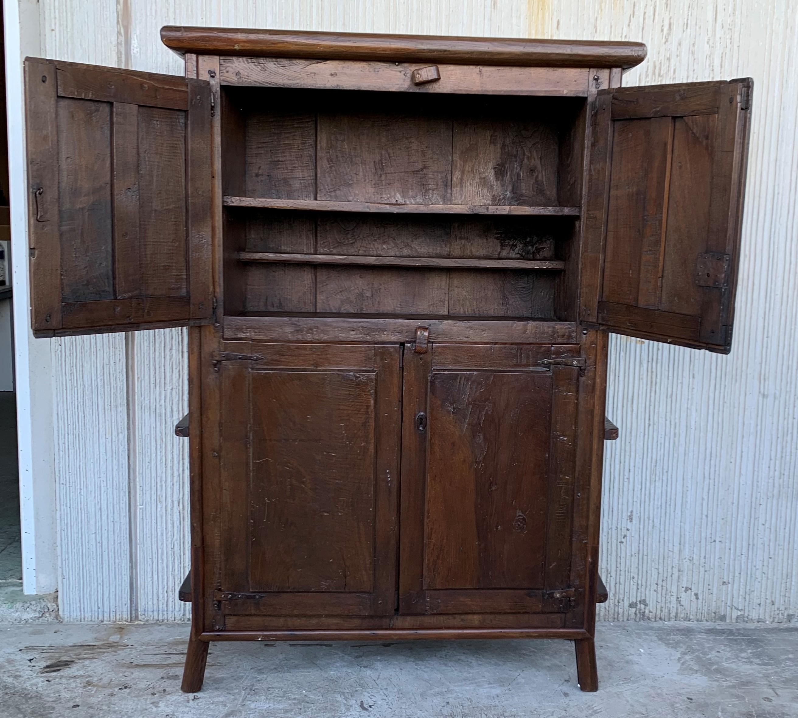 17th Century Cupboard or Cabinet with Four Doors Walnut Castillia Spain Restored In Good Condition In Miami, FL