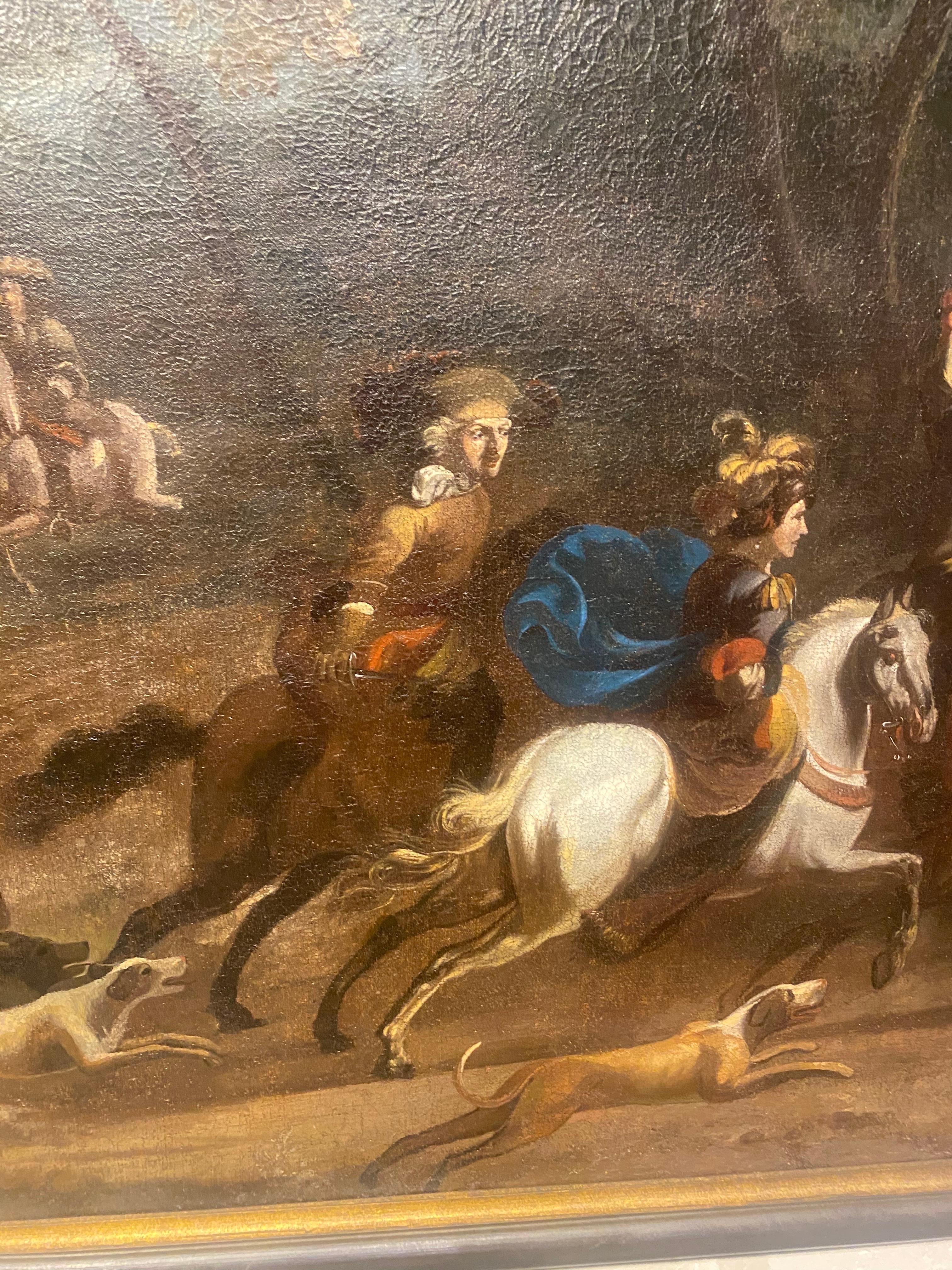17th-Early 18th Century Dutch Hunt Scene  In Good Condition In Charleston, SC