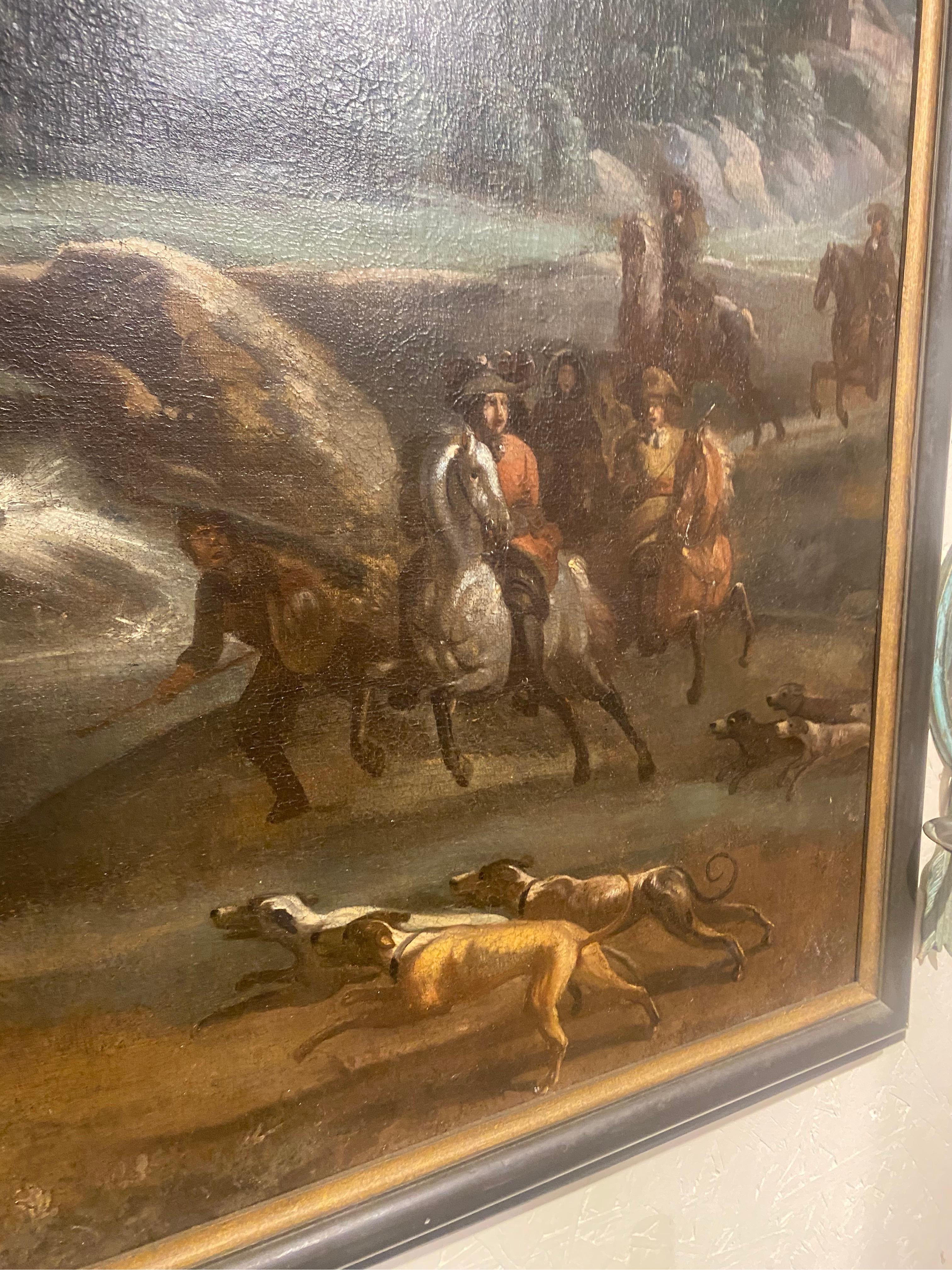 Canvas 17th-Early 18th Century Dutch Hunt Scene 