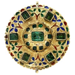 Antique 17th-Early 18th Century Spanish Colonial Gold Enameled Adornment with Emeralds