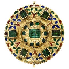 17th-Early 18th Century Spanish Colonial Gold Enameled Adornment with Emeralds