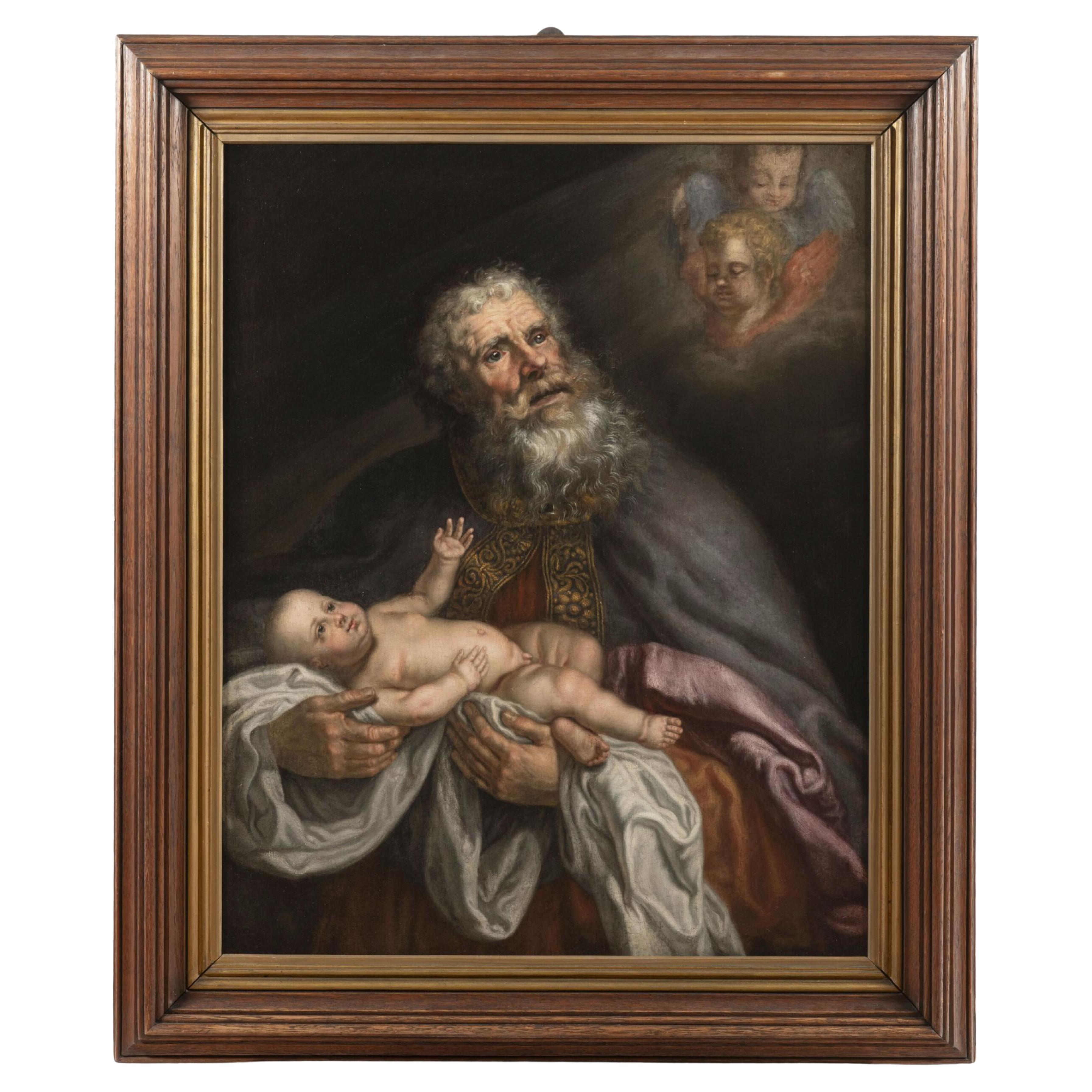 17th Flemish School "The Presentation in the Temple (Simeon with the Child )