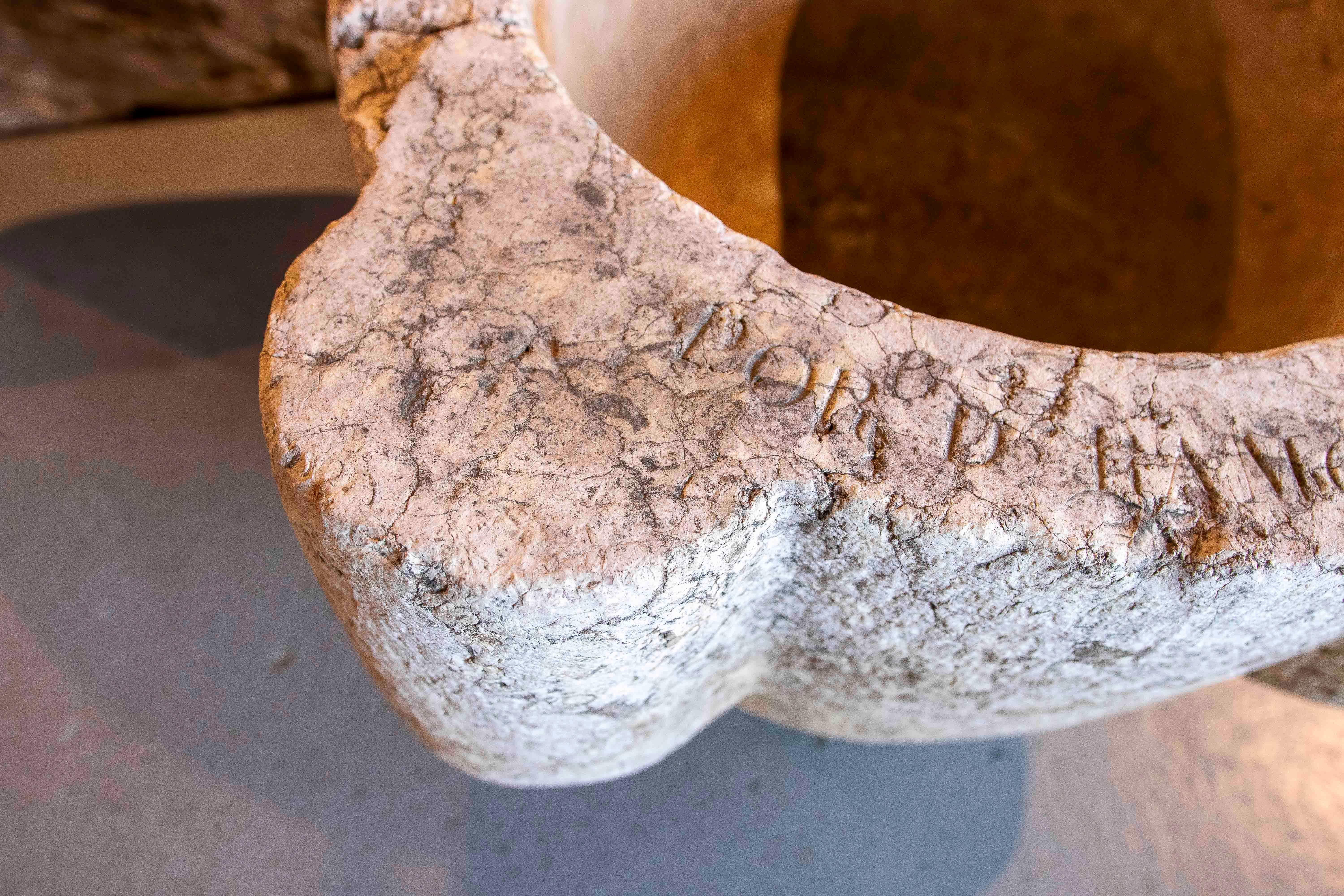 17th Giant Stone Mortar with Latin Inscription. For Sale 4