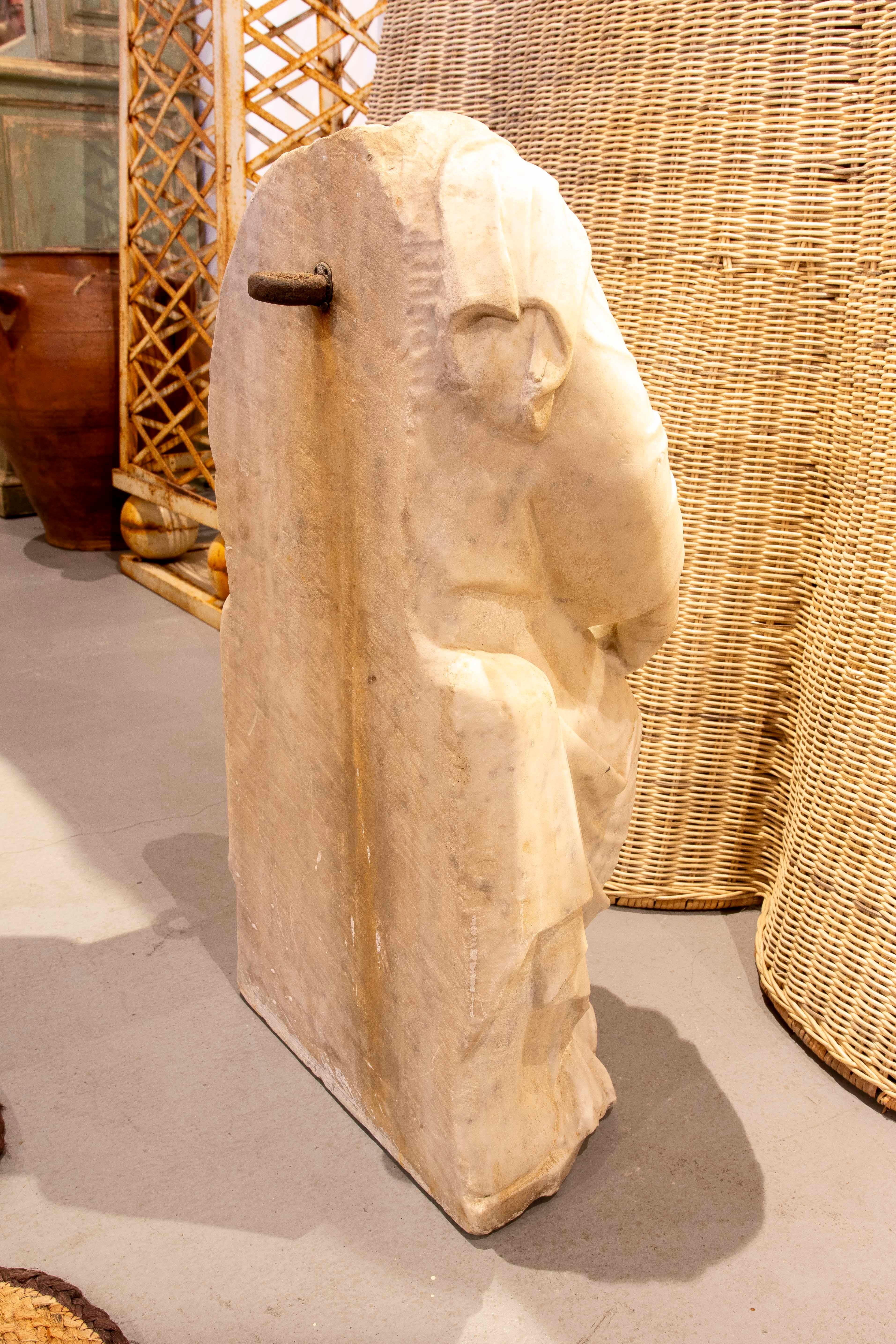 17th Hand Carved Marble Sculpture of Virgin with Child For Sale 2