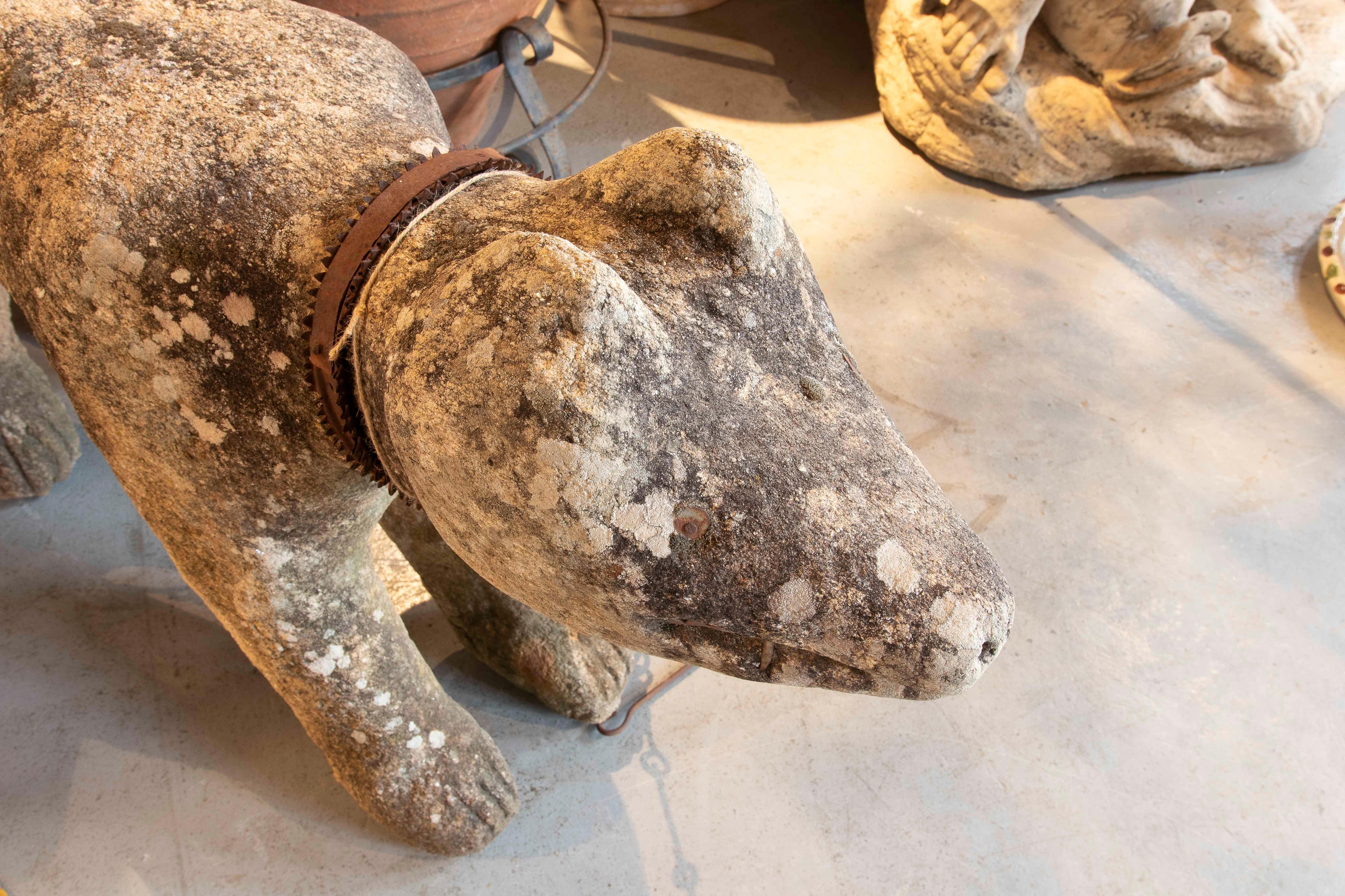 17th Iron Carved Sculpture of Dog in Granite with Details, Portugal 6