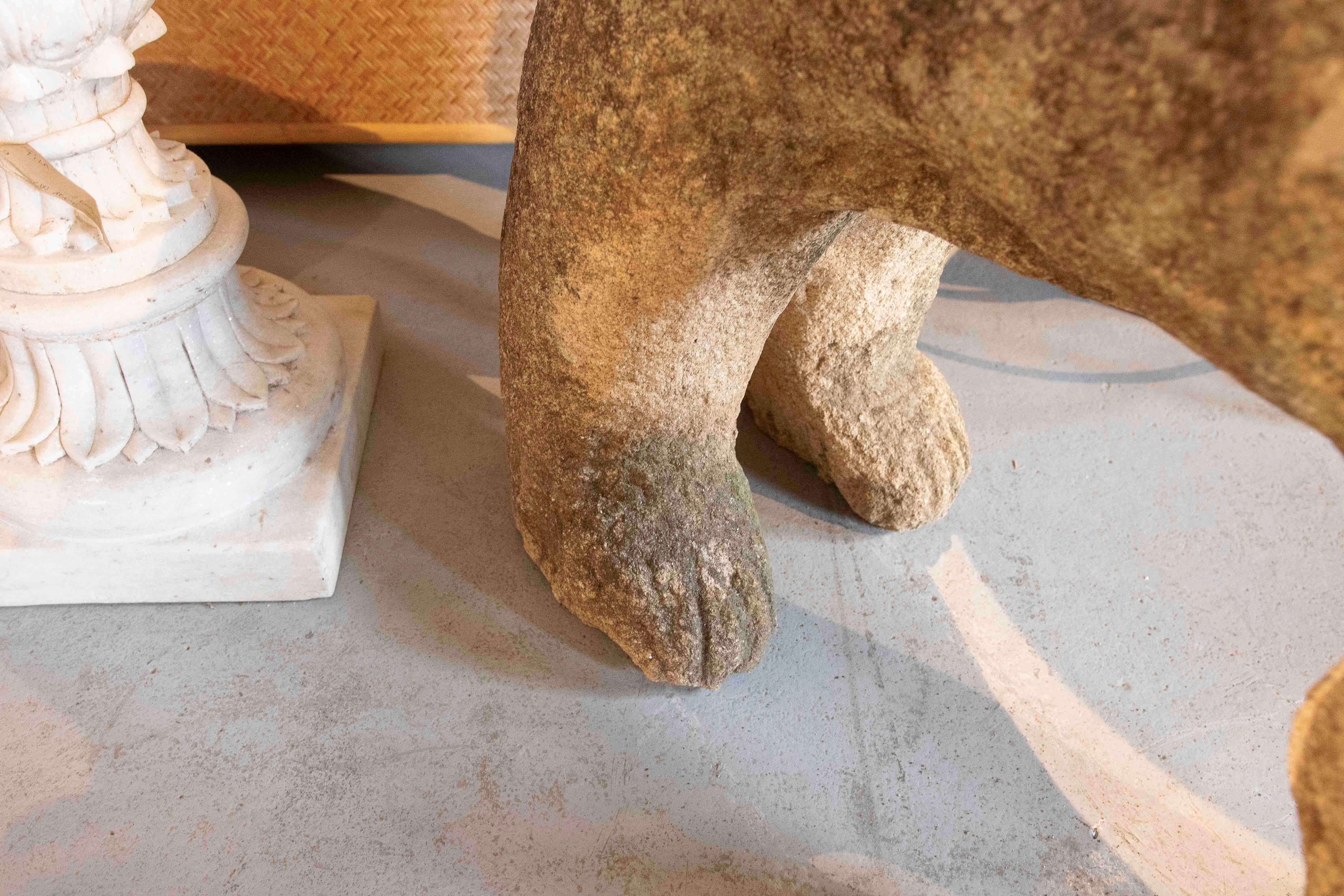 17th Iron Carved Sculpture of Dog in Granite with Details, Portugal 10