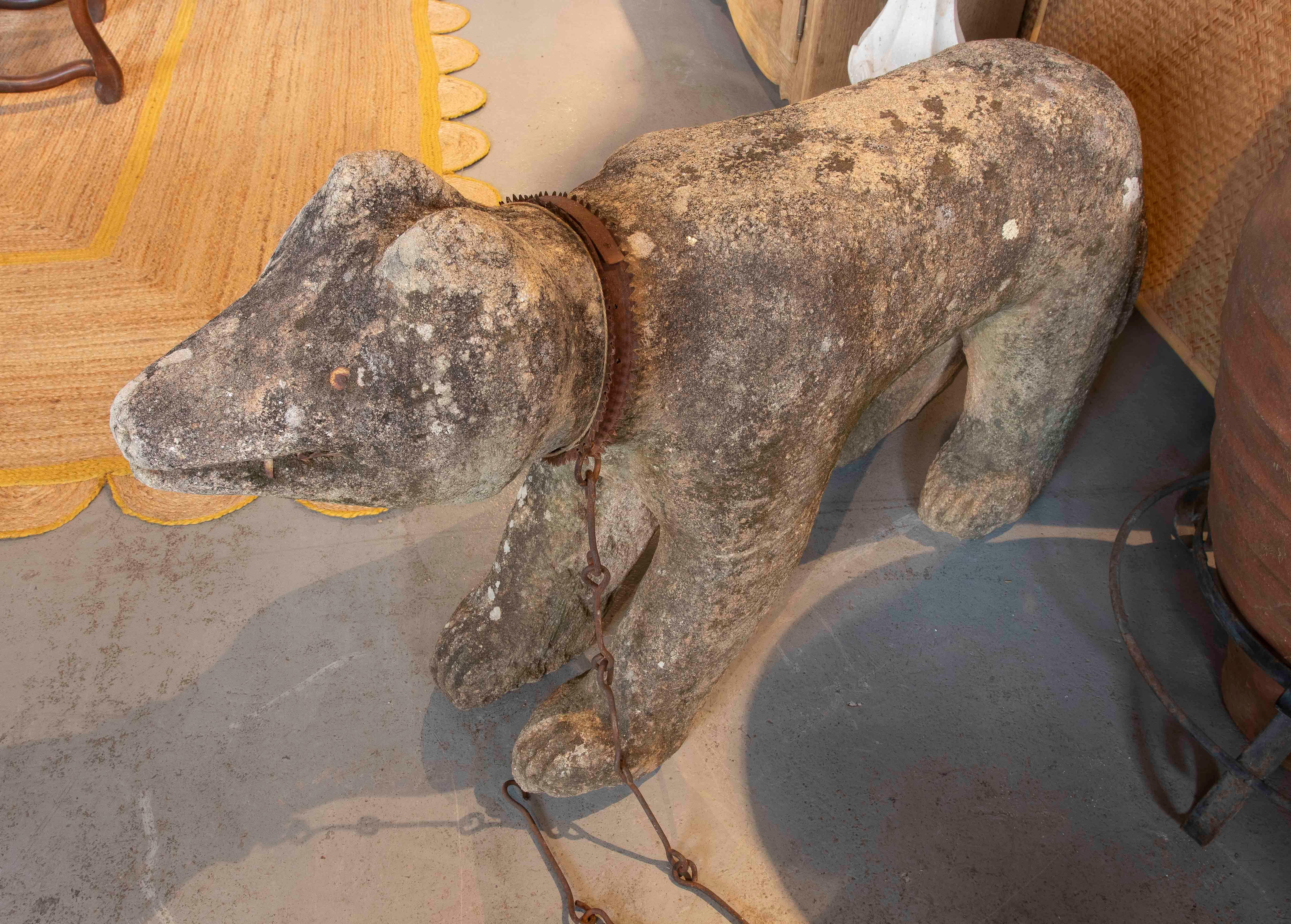 17th Iron Carved Sculpture of Dog in Granite with Details, Portugal 2