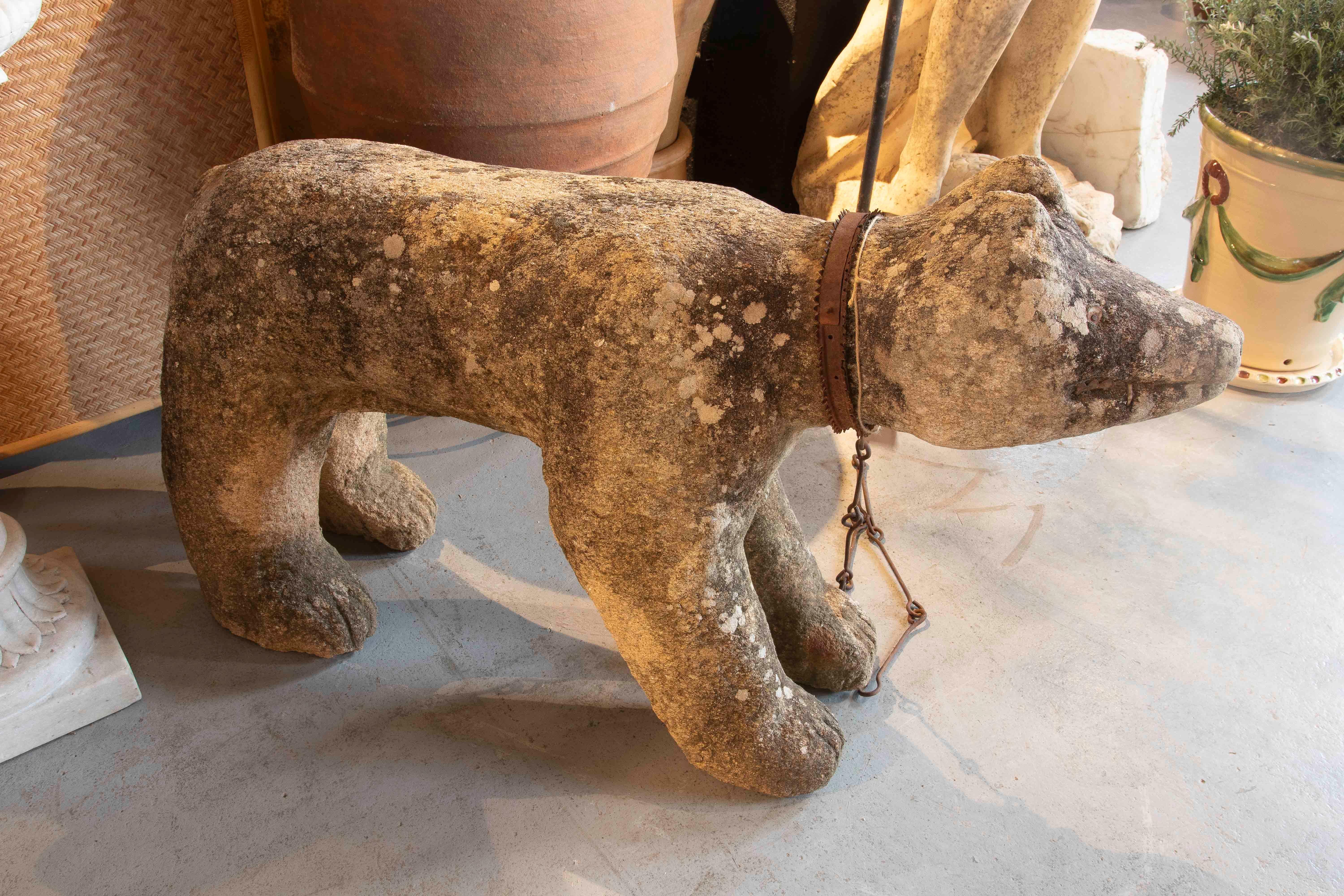 17th Iron Carved Sculpture of Dog in Granite with Details, Portugal 3