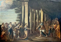 HUGE 17thC ITALIAN OLD MASTER OIL PAINTING - KING & COURT FIGURES ROMAN BUILDING