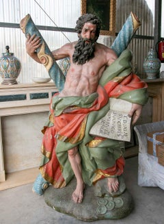 17th Monumental Polychrome Wood Sculpture of Saint John the Evangelist