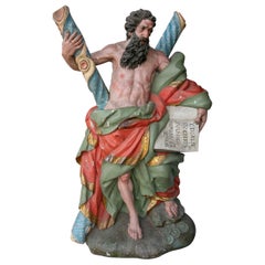 17th Monumental Polychrome Wood Sculpture of Saint John the Evangelist