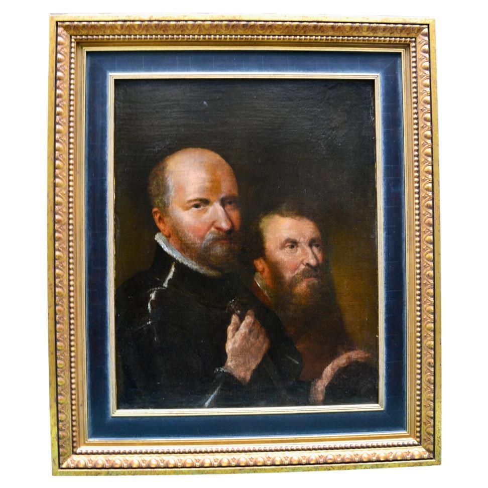 18th Century English Portrait of Two Bearded Gentlemen For Sale
