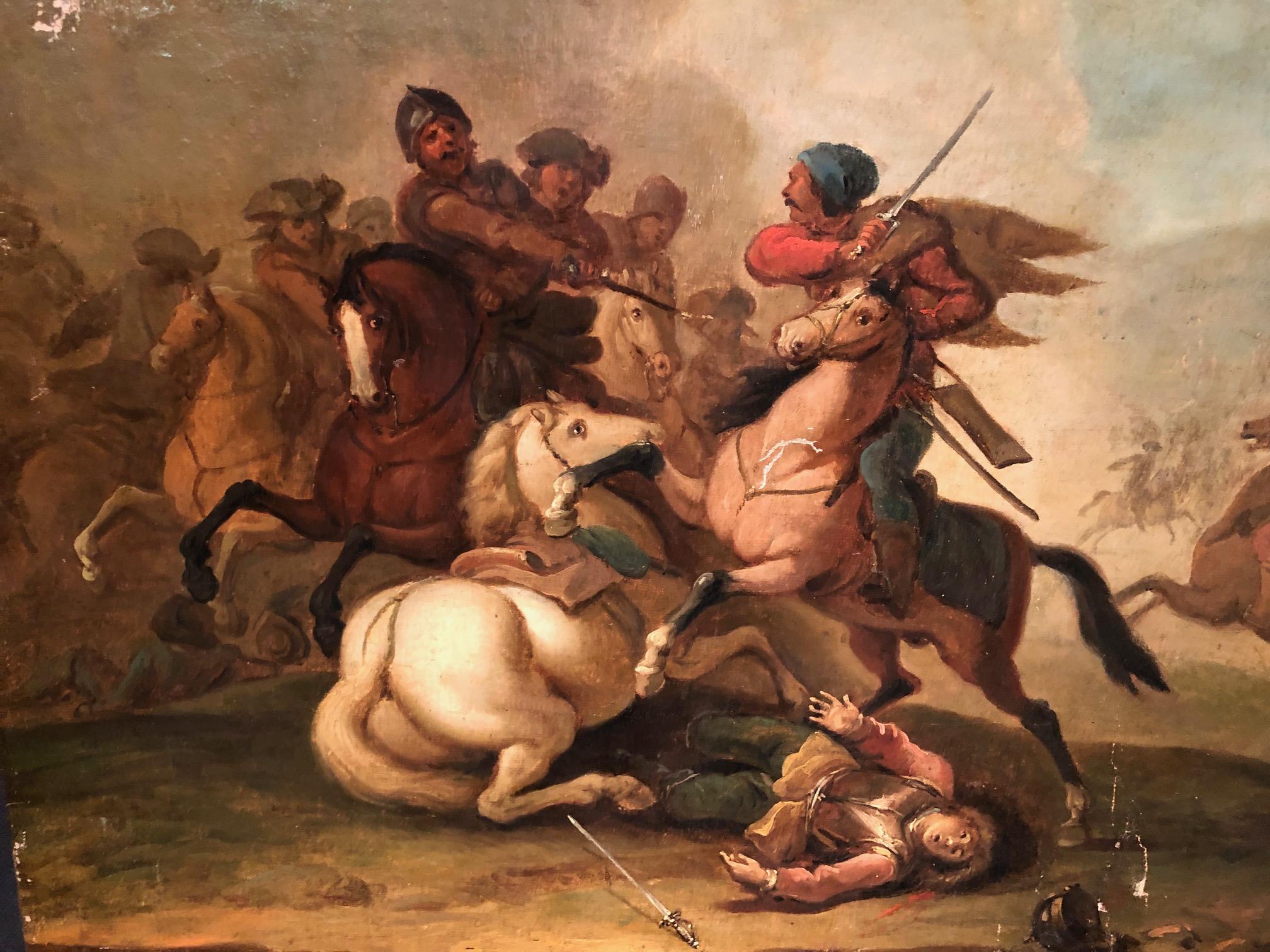 Italian 17th Century Painting Representative a Battle