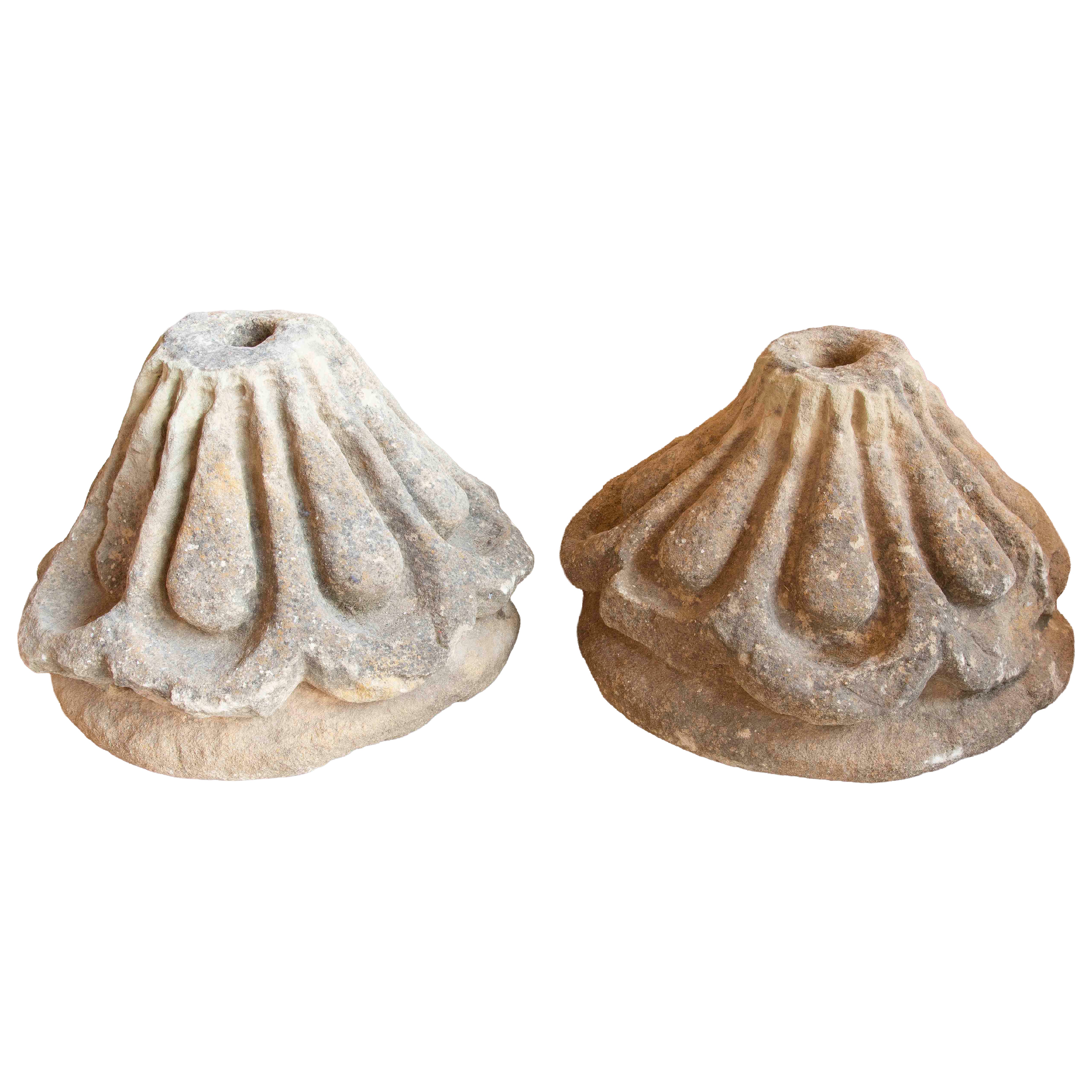 17th Pair of Carved Stone Vault Keystones For Sale