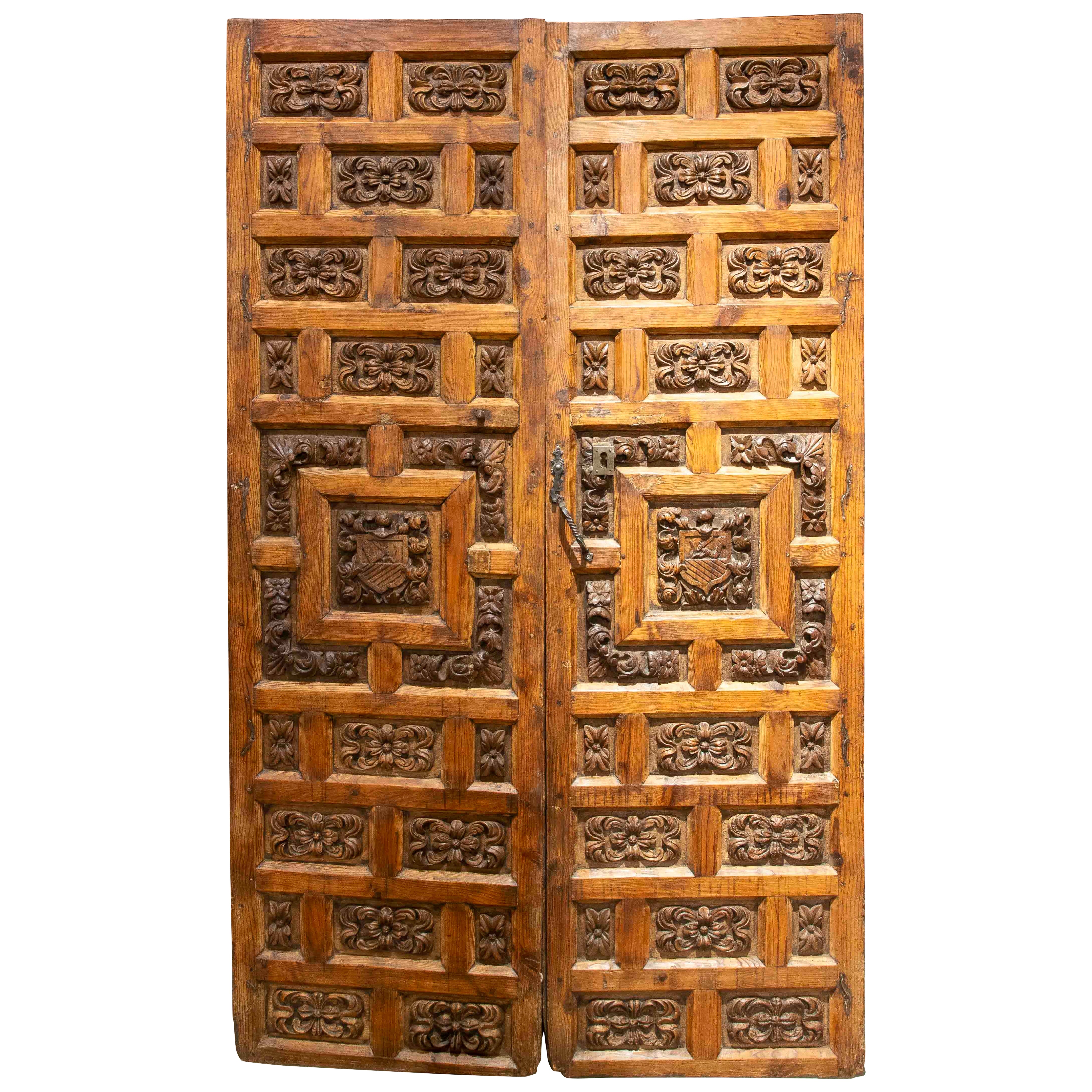 17th Pair of Carved Walnut Castilian Doors