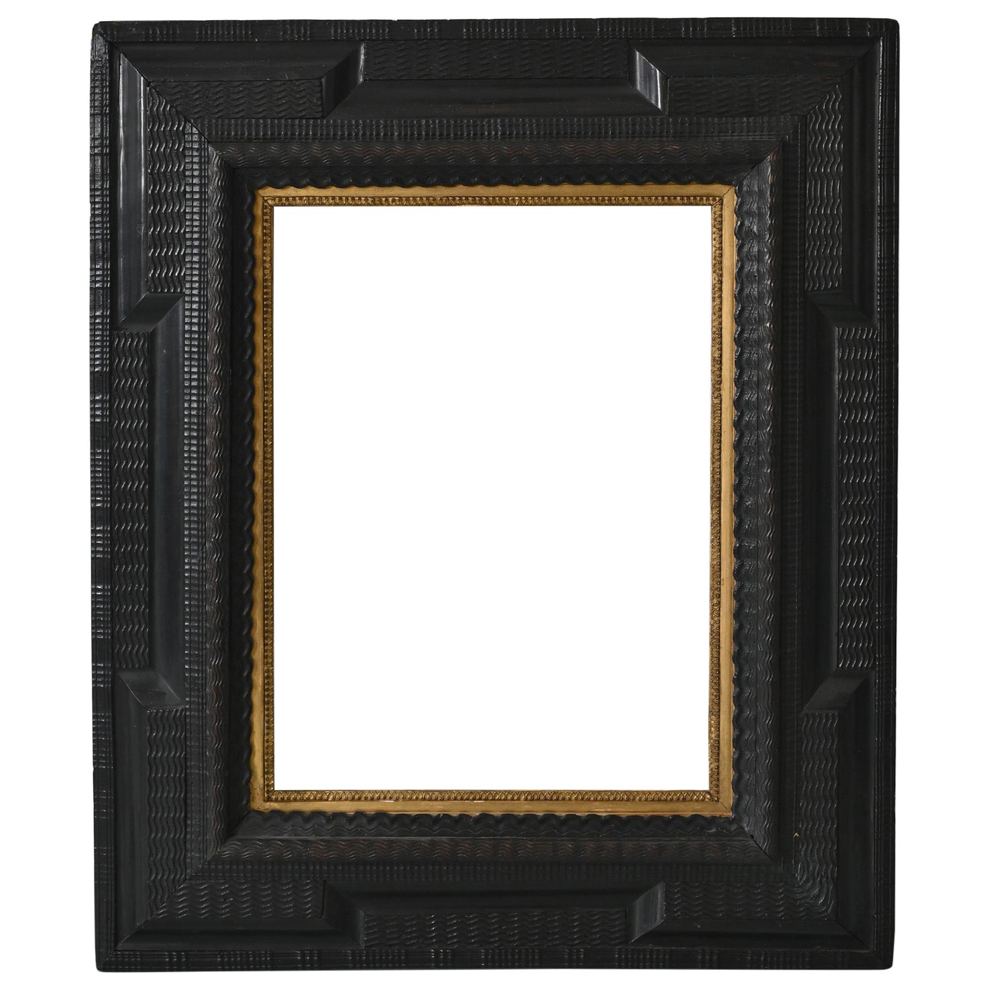 17th Picture Frame, Flame Strip Frame Netherlands Around 1650 Old Master Frame For Sale