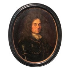 17th Century Portrait of Young Man with Armor Signed and Dated 1694