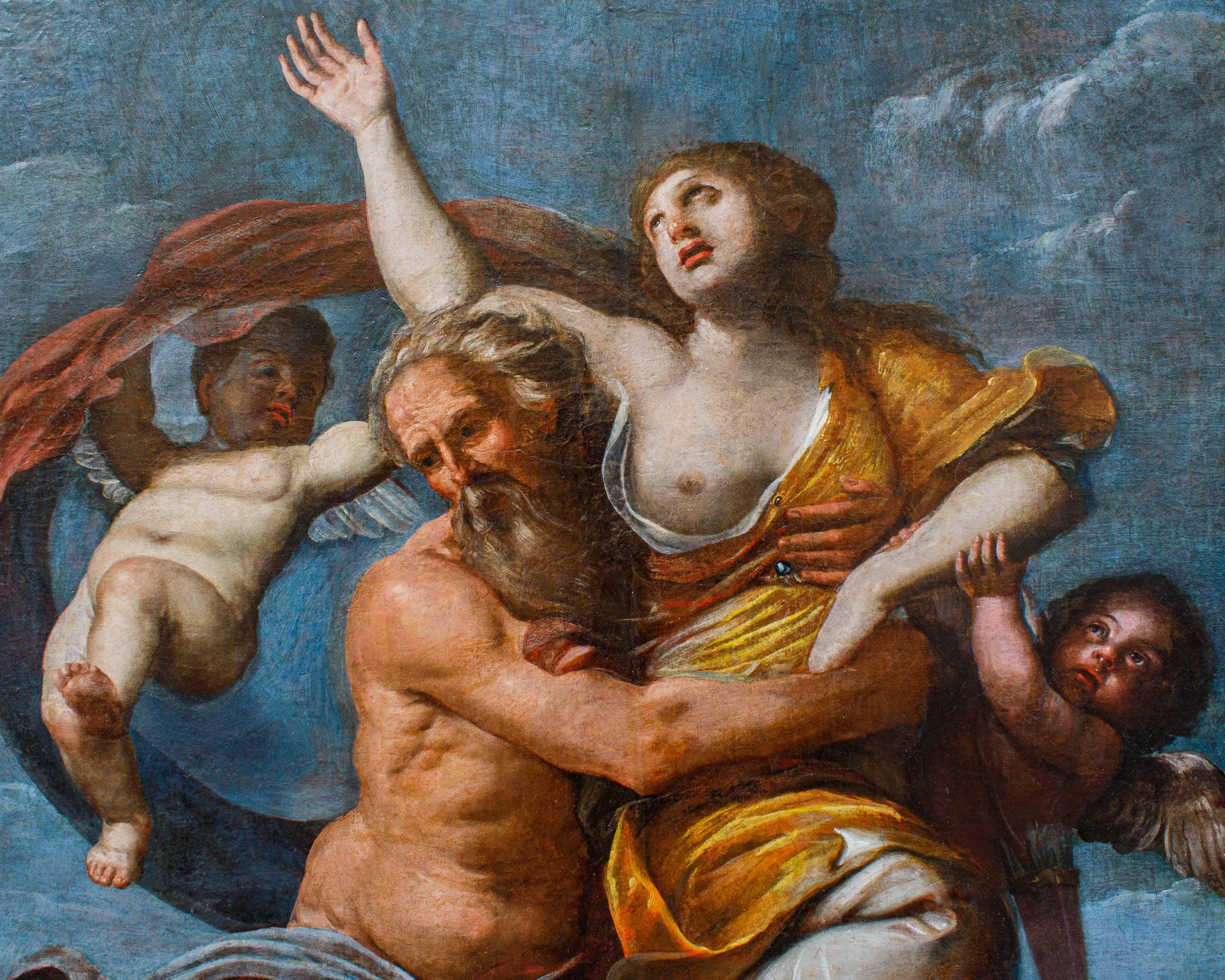 17th century Oil on canvas depicting the Rape of Proserpine For Sale 9