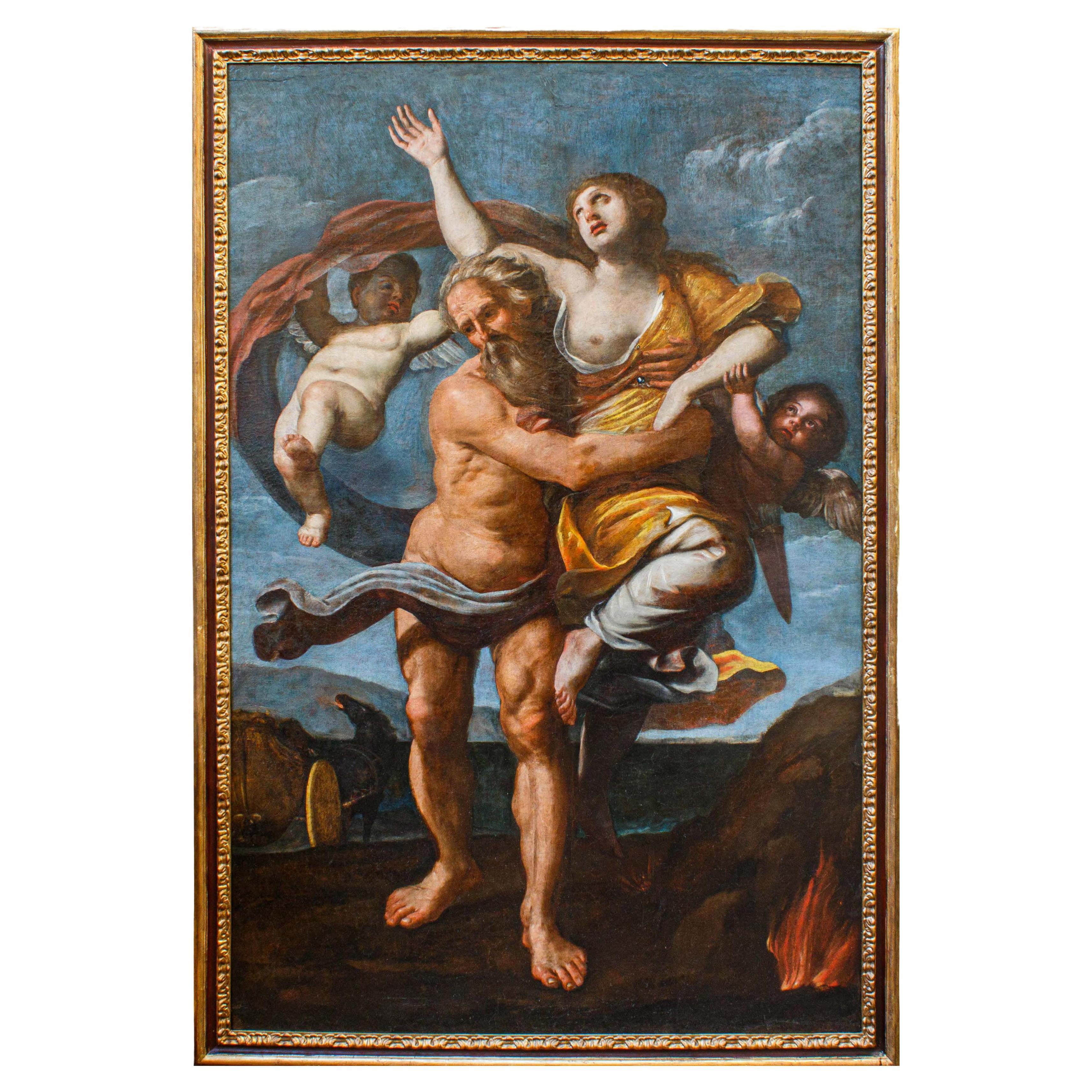 17th century Oil on canvas depicting the Rape of Proserpine For Sale